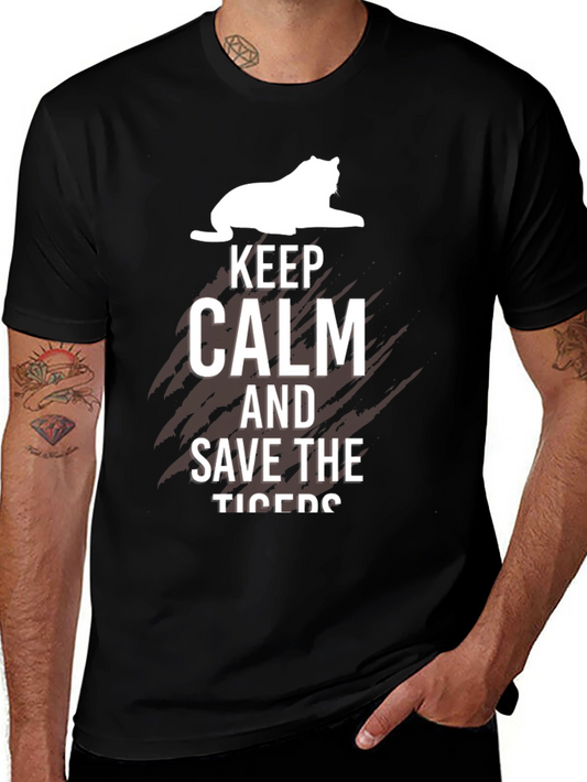 Keep Calm Save Tigers Black T-Shirt