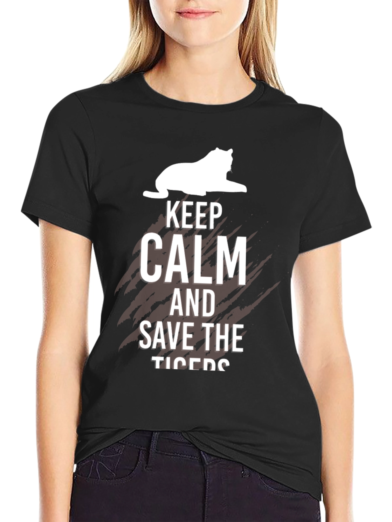 Keep Calm Save Tigers Black T-Shirt