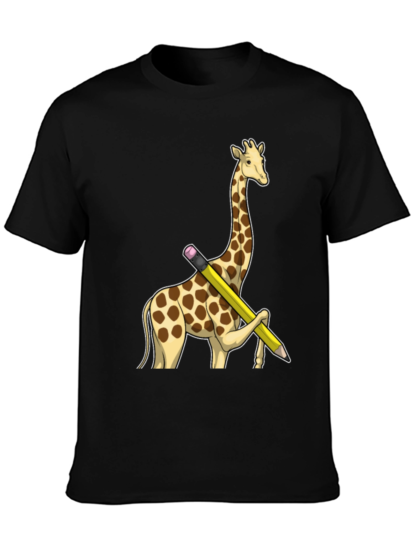Giraffe Pencil T-Shirt - Black Graphic Tee