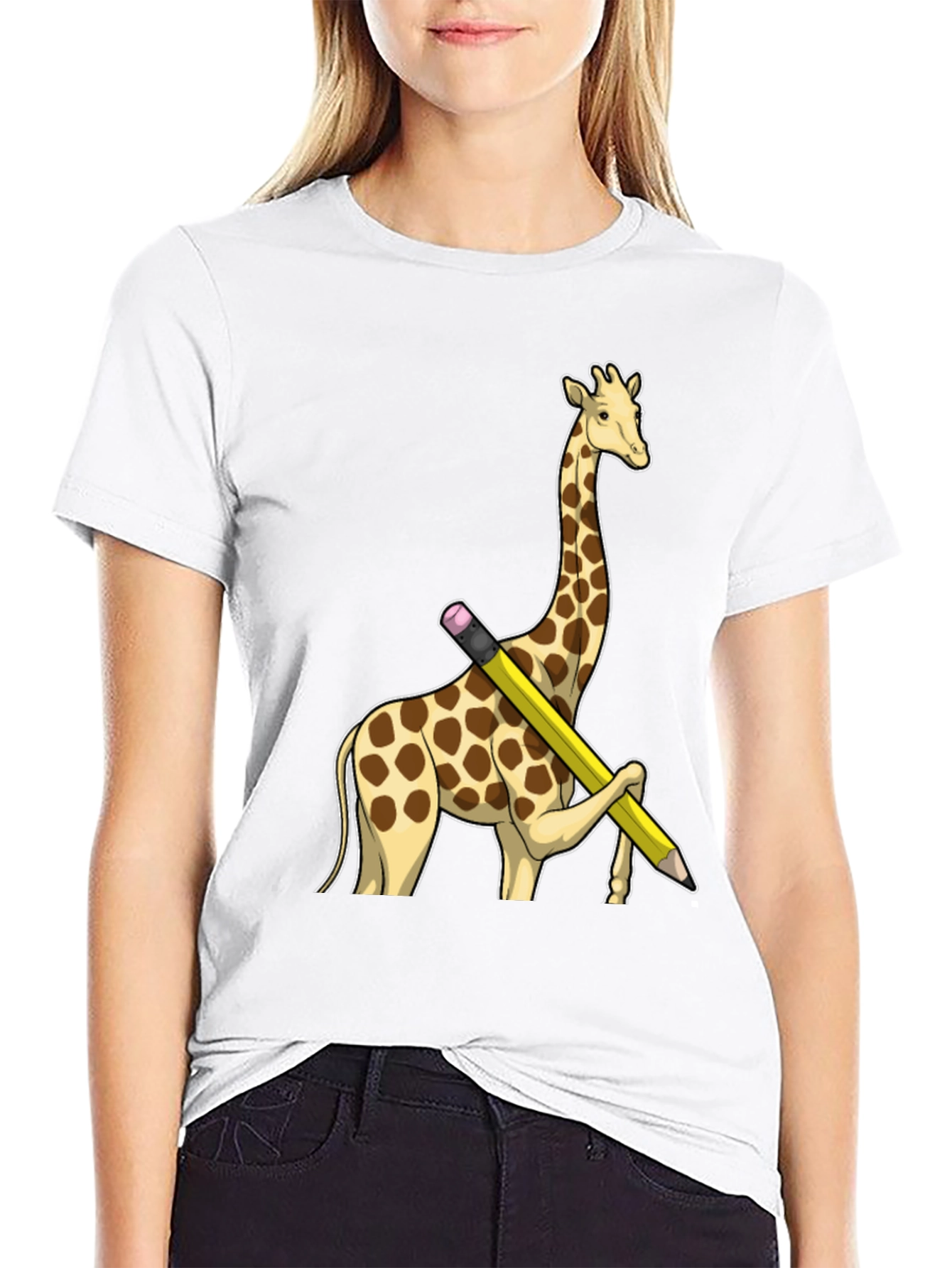 Giraffe Pencil T-Shirt - Black Graphic Tee