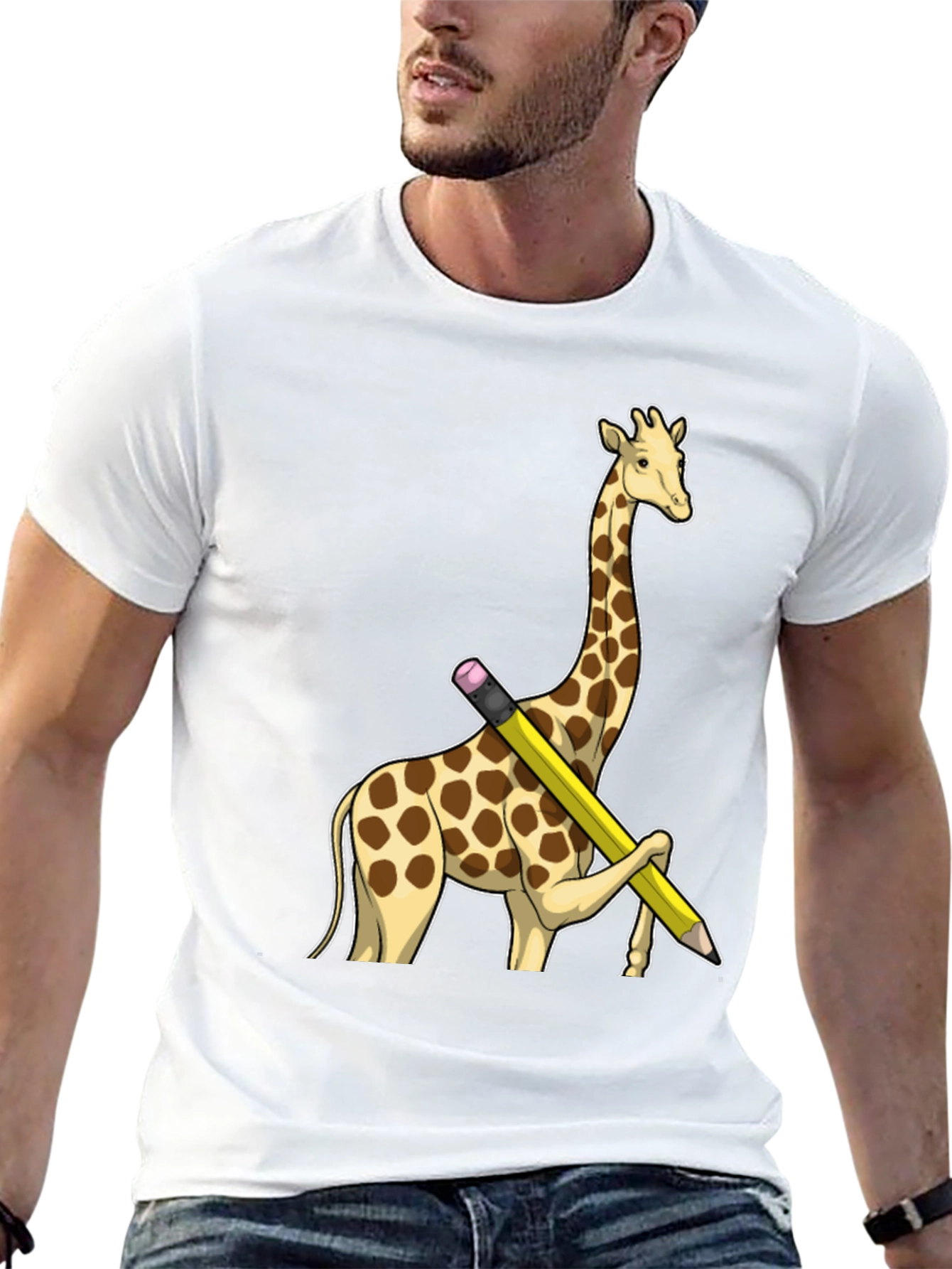 Giraffe Pencil T-Shirt - Black Graphic Tee