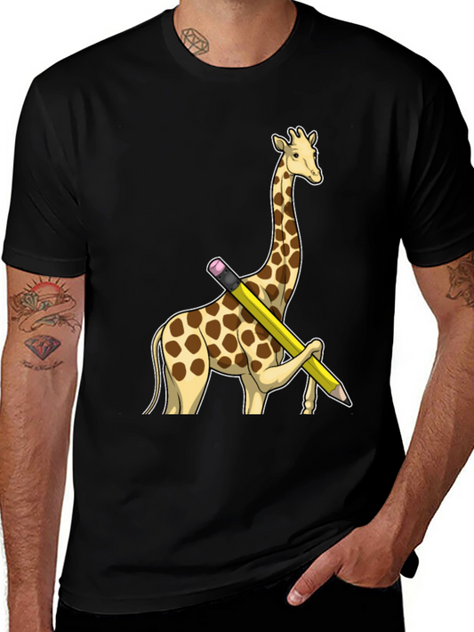 Giraffe Pencil T-Shirt - Black Graphic Tee