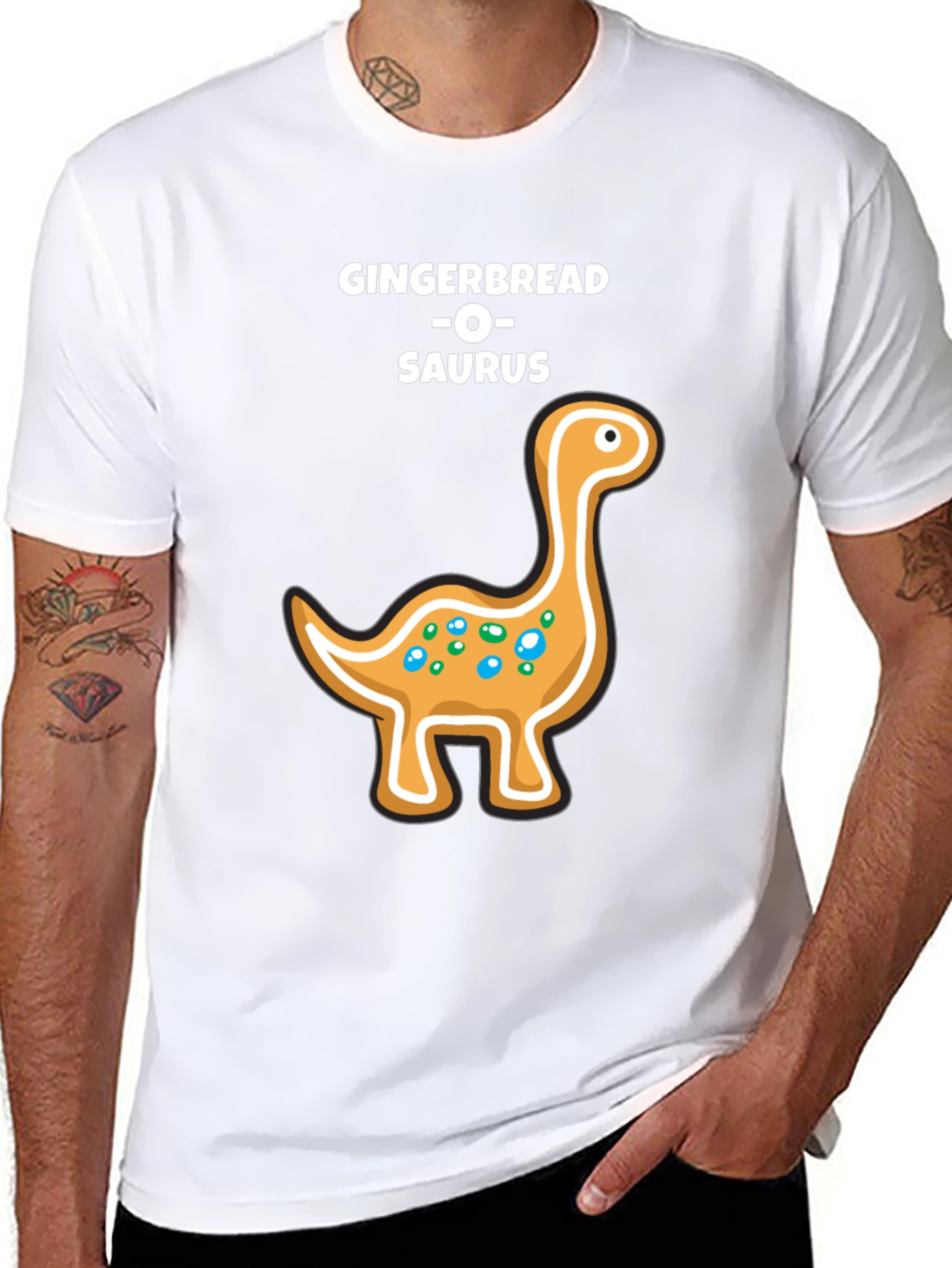 Gingerbread Dinosaur T-Shirt - Holiday Fun!