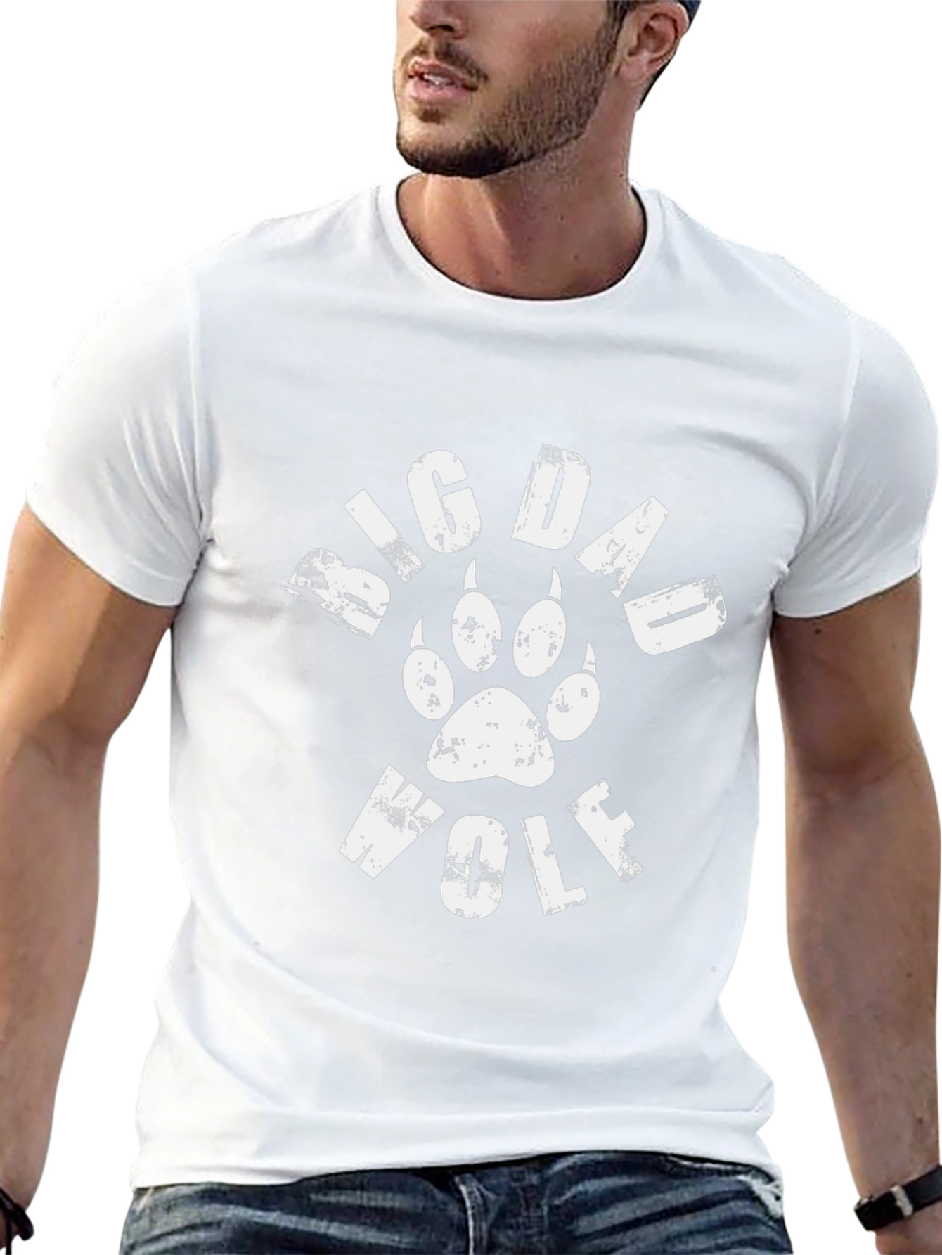 Big Dad Wolf T-Shirt - Animal Paw Print Tee