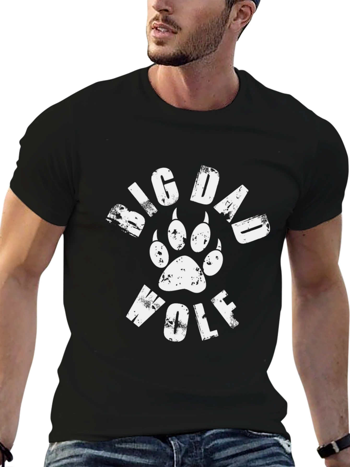 Big Dad Wolf T-Shirt - Animal Paw Print Tee