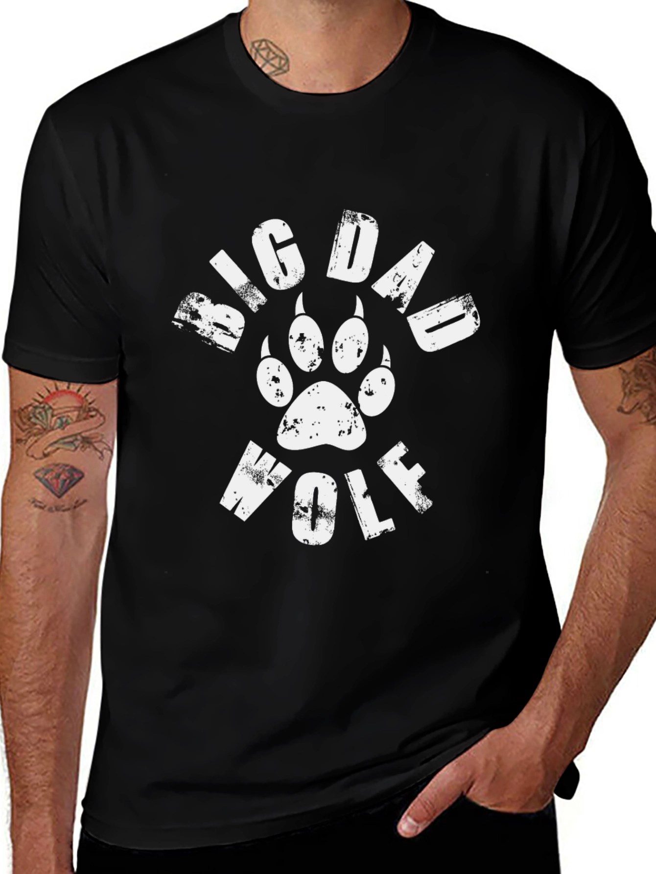 Big Dad Wolf T-Shirt - Animal Paw Print Tee