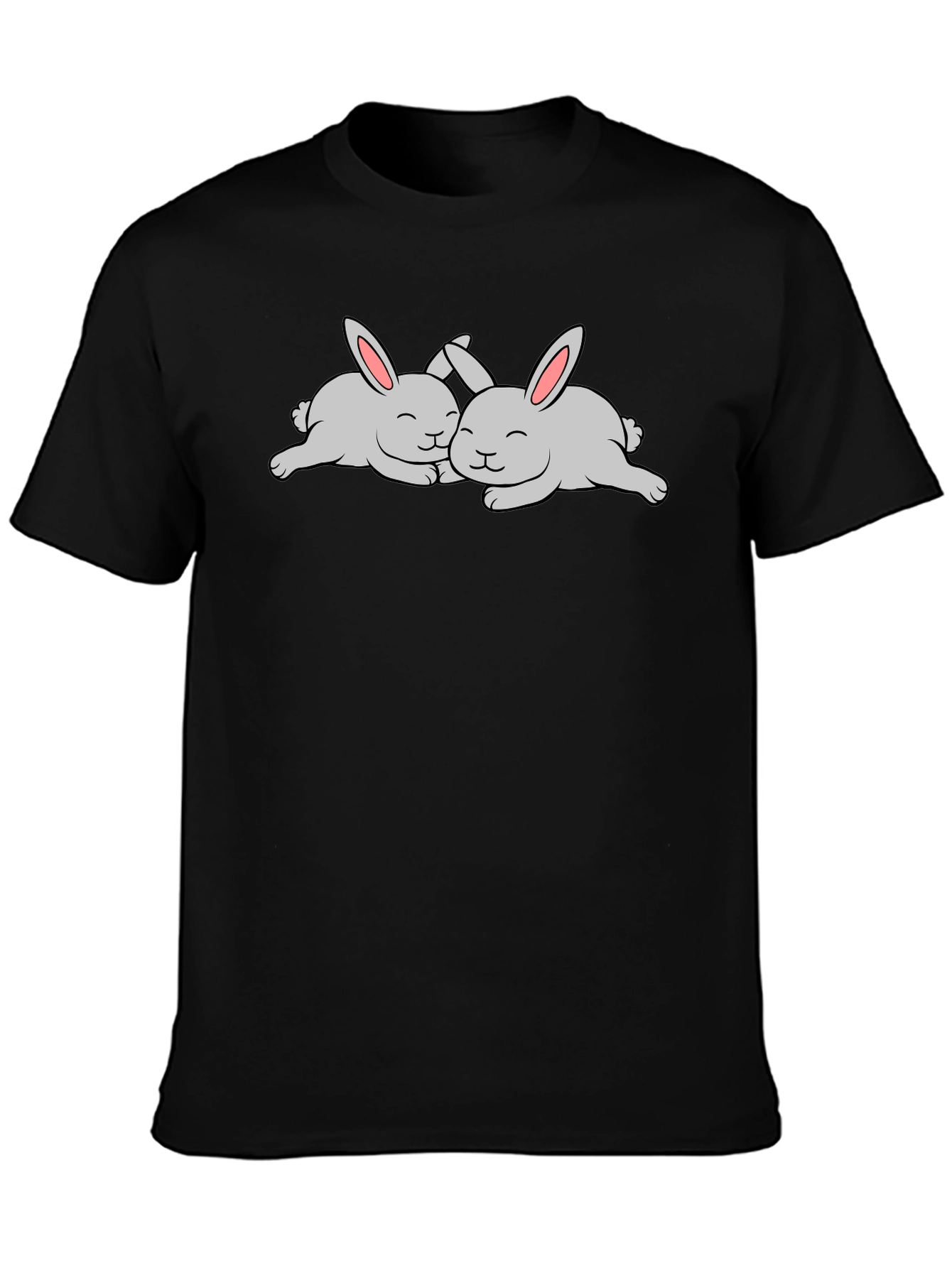 Cute Rabbits T-Shirt - Black Cotton Tee