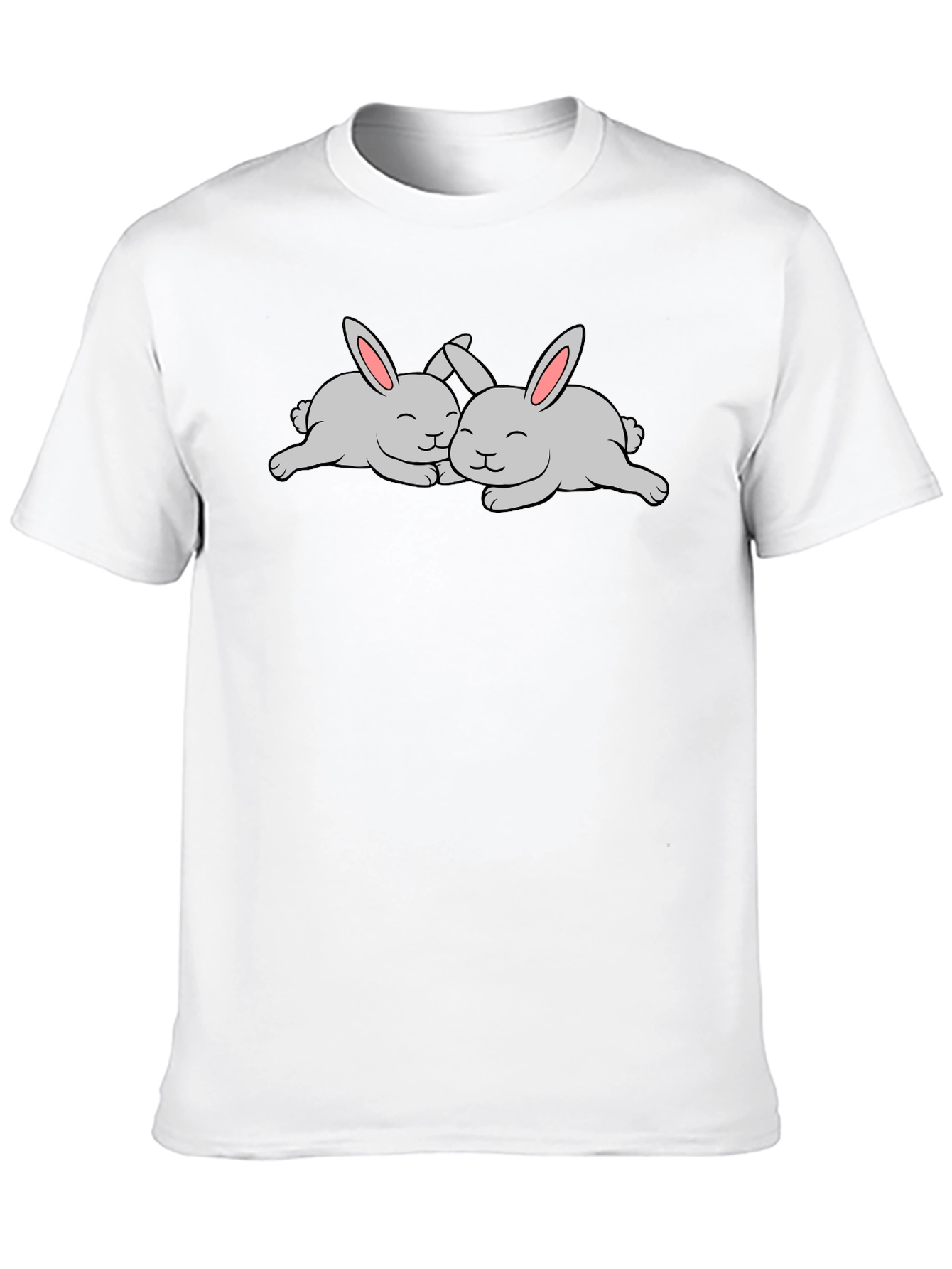 Cute Rabbits T-Shirt - Black Cotton Tee