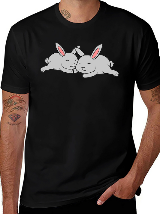 Cute Rabbits T-Shirt - Black Cotton Tee