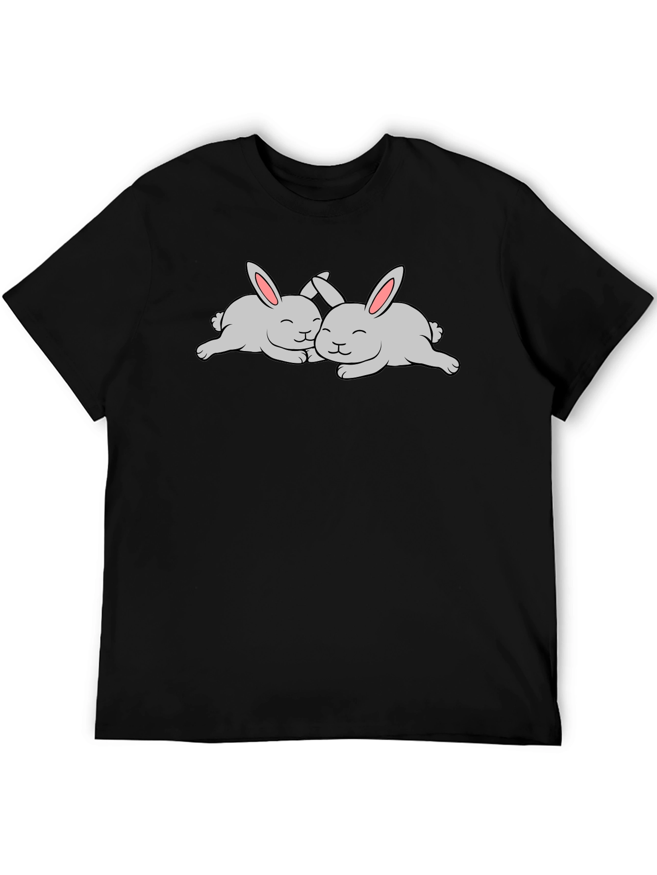 Cute Rabbits T-Shirt - Black Cotton Tee