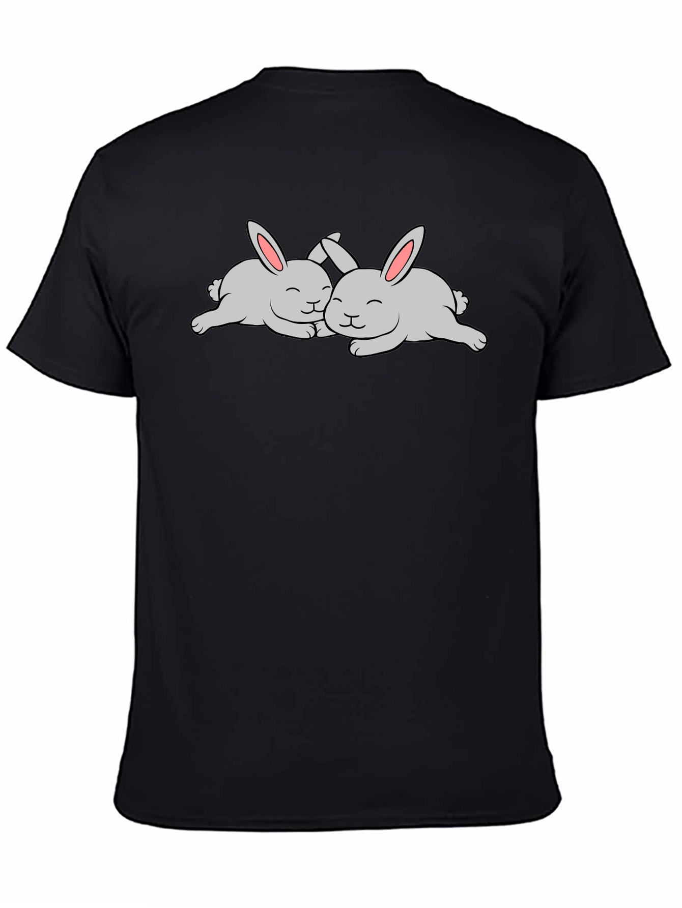 Cute Rabbits T-Shirt - Black Cotton Tee
