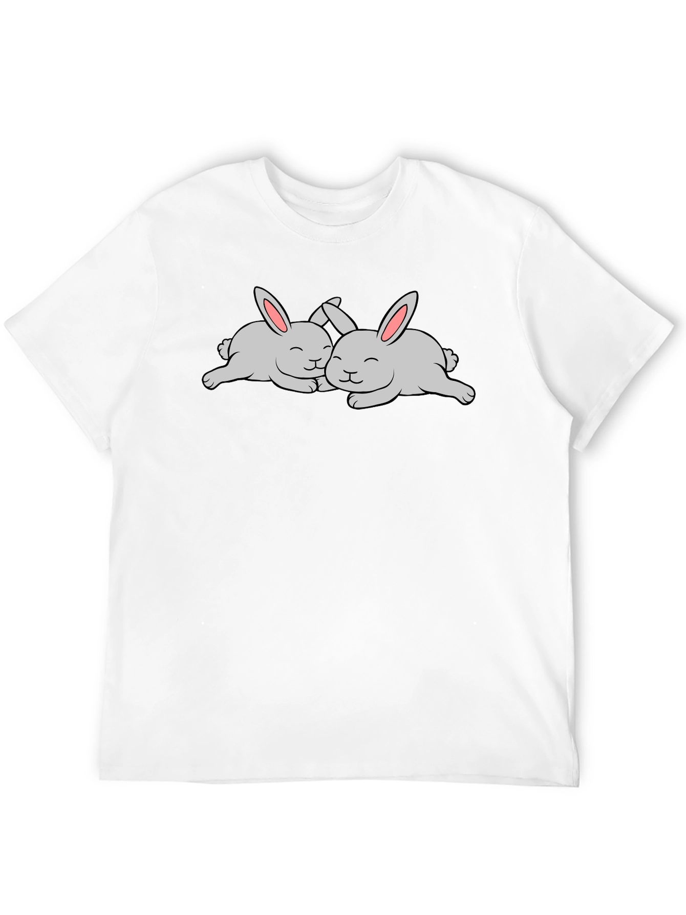 Cute Rabbits T-Shirt - Black Cotton Tee