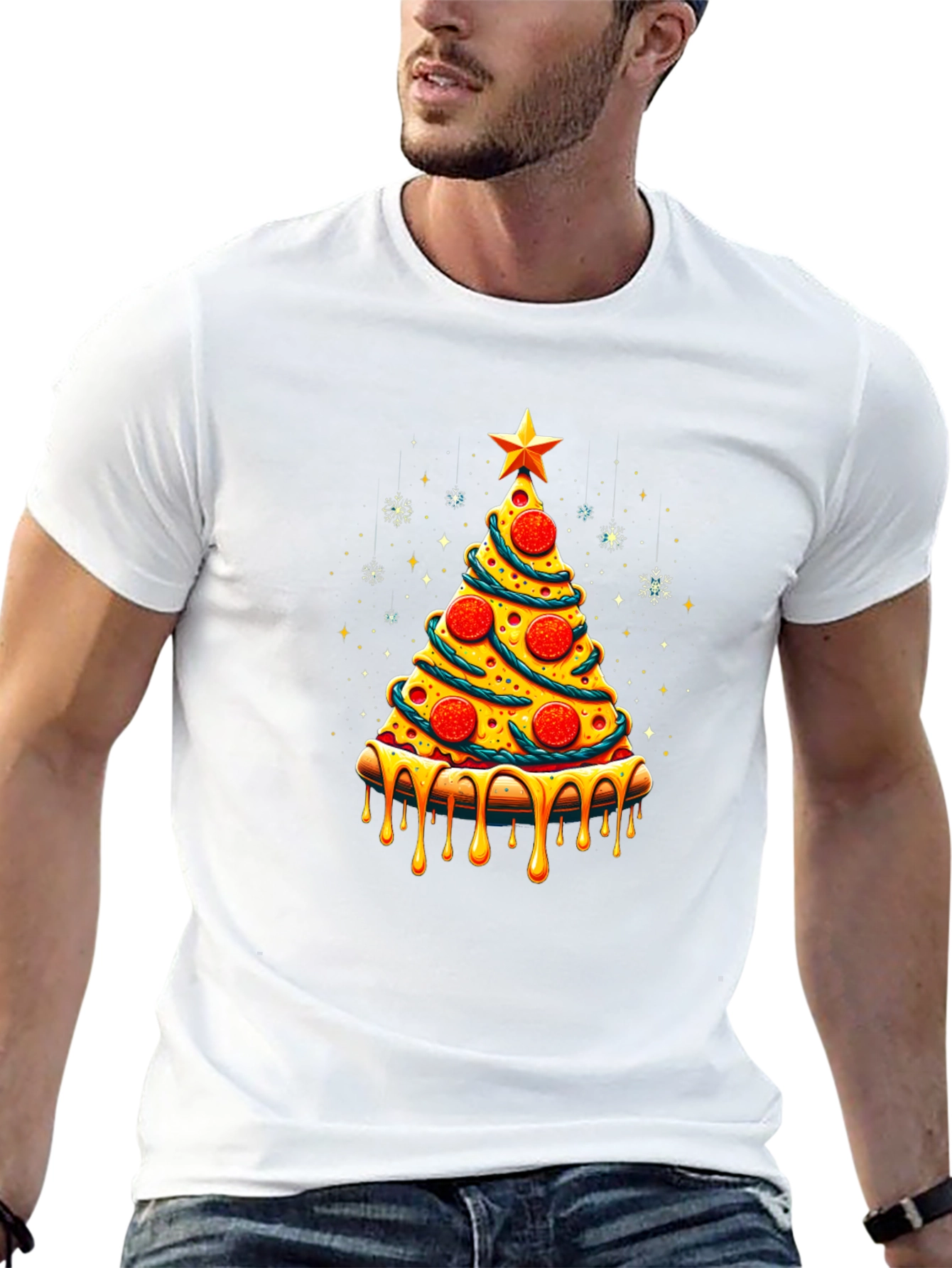 Pizza Christmas Tree Graphic Tee