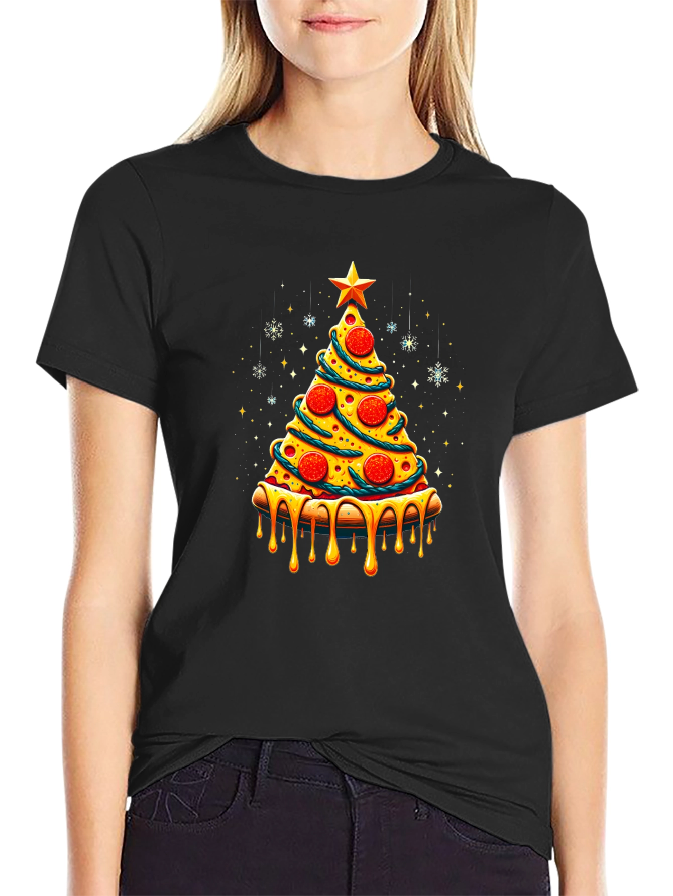 Pizza Christmas Tree Graphic Tee