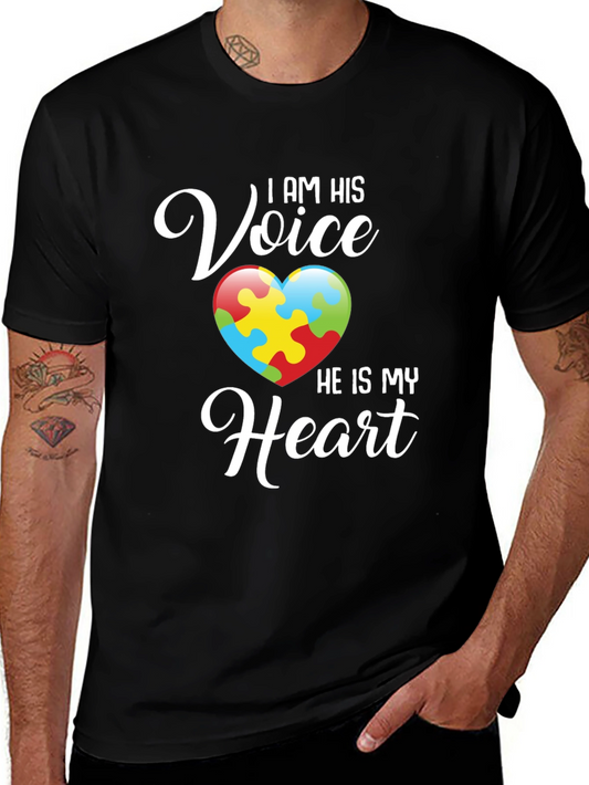 I Am His Voice He Is My Heart Autism Awareness T-Shirt