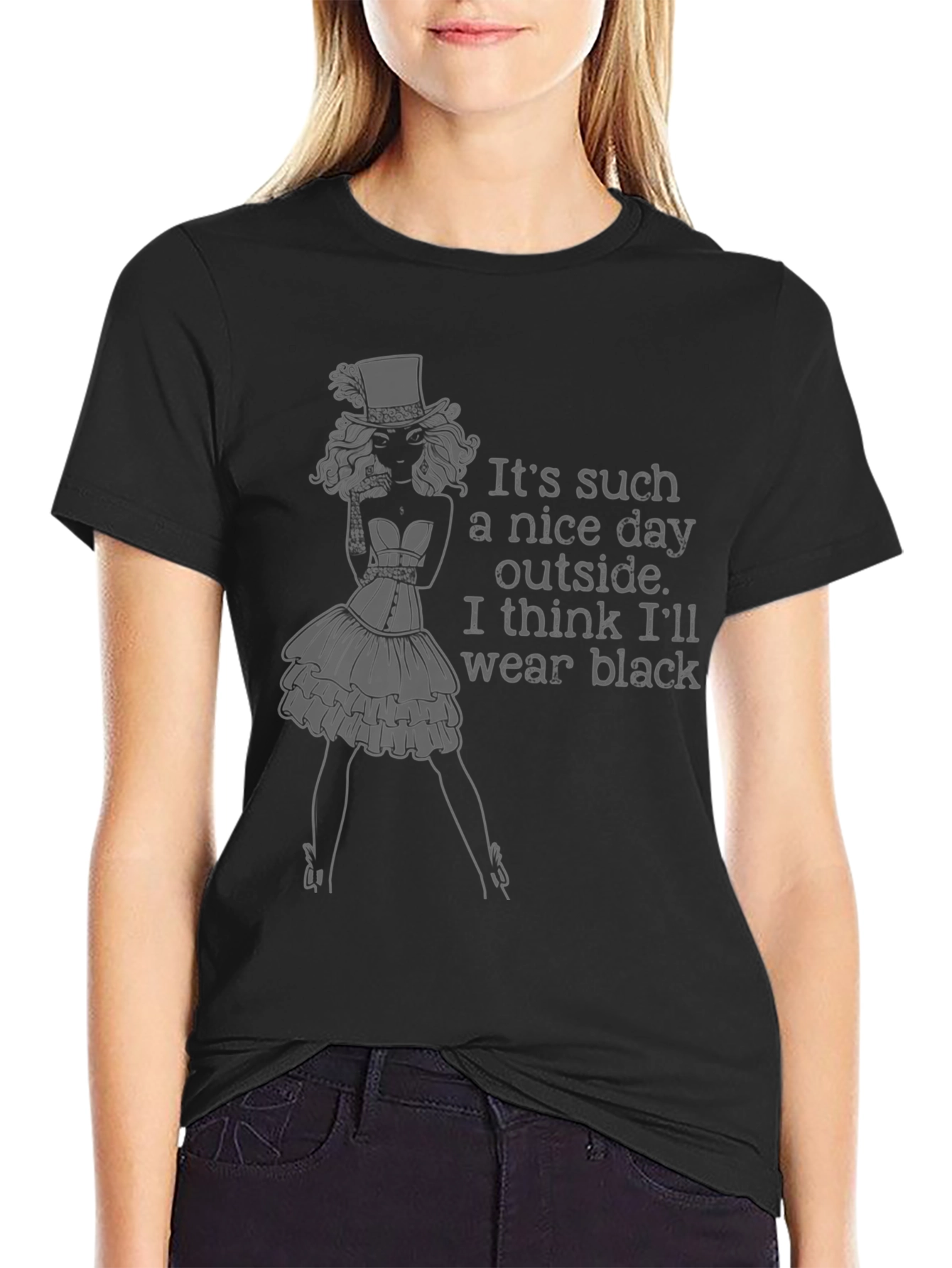 Black T-Shirt - Steampunk Girl Graphic Tee