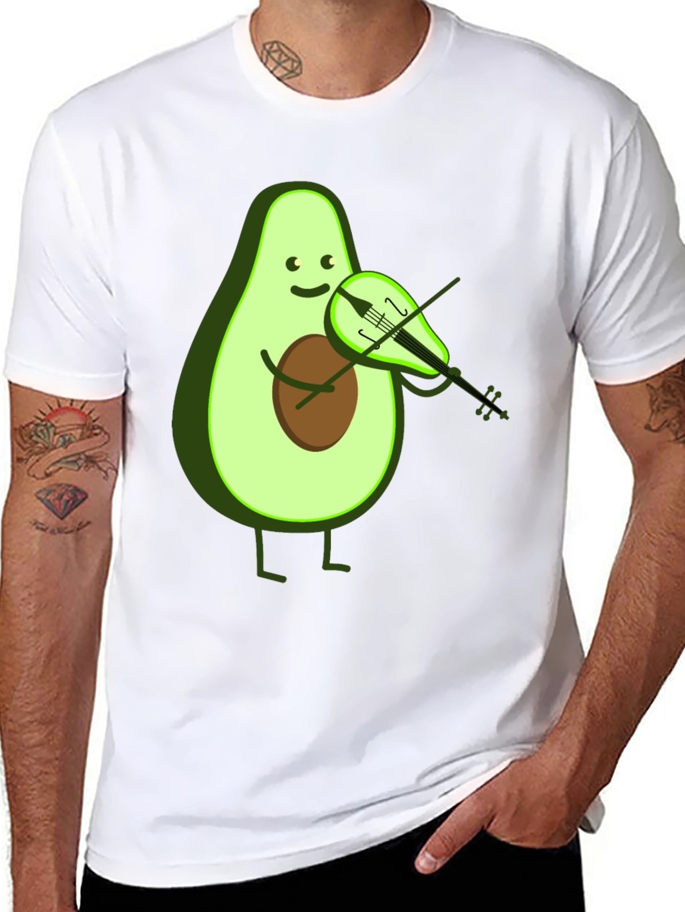 Funny Avocado Playing Violin T-Shirt
