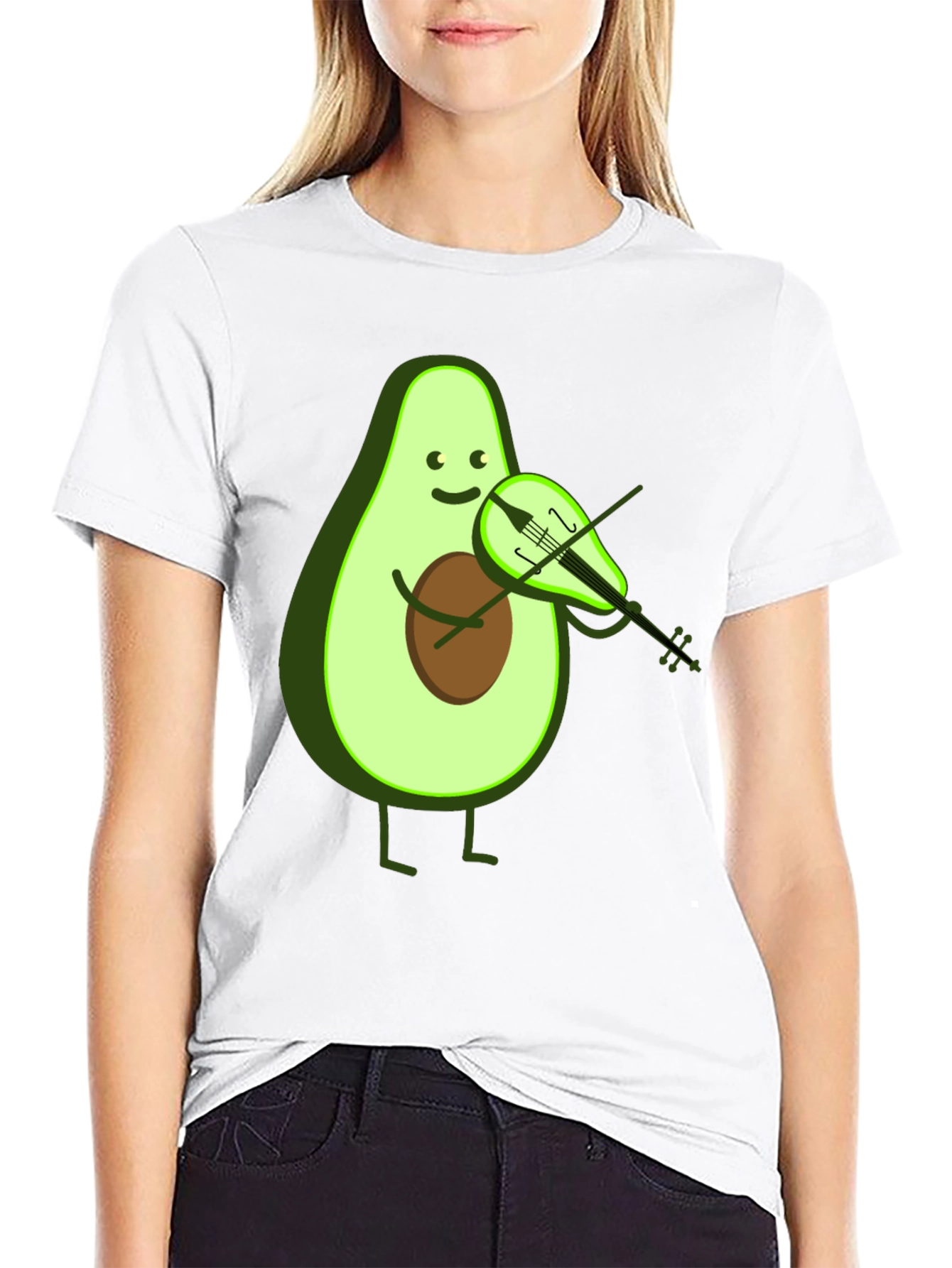 Funny Avocado Playing Violin T-Shirt
