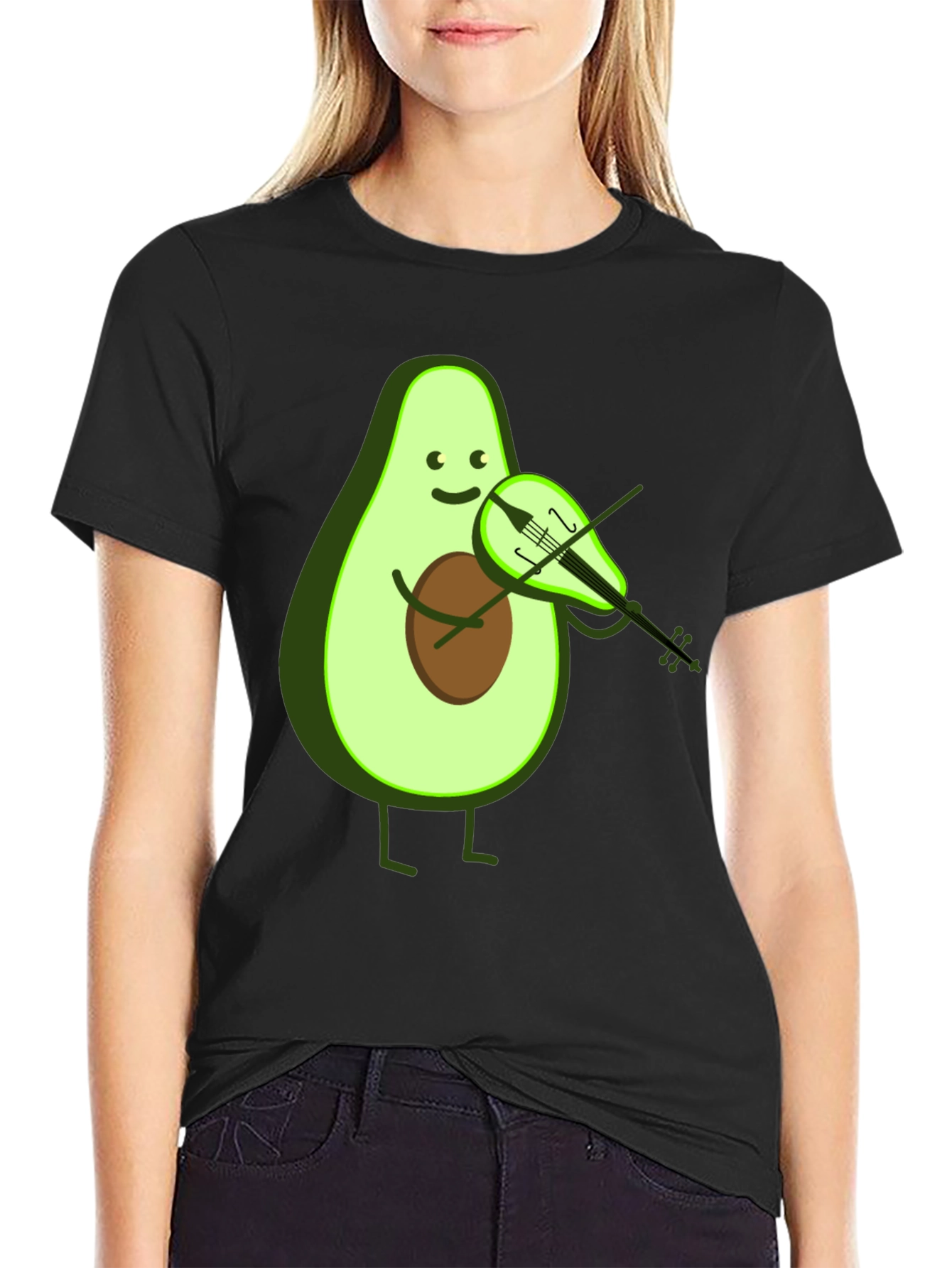 Funny Avocado Playing Violin T-Shirt