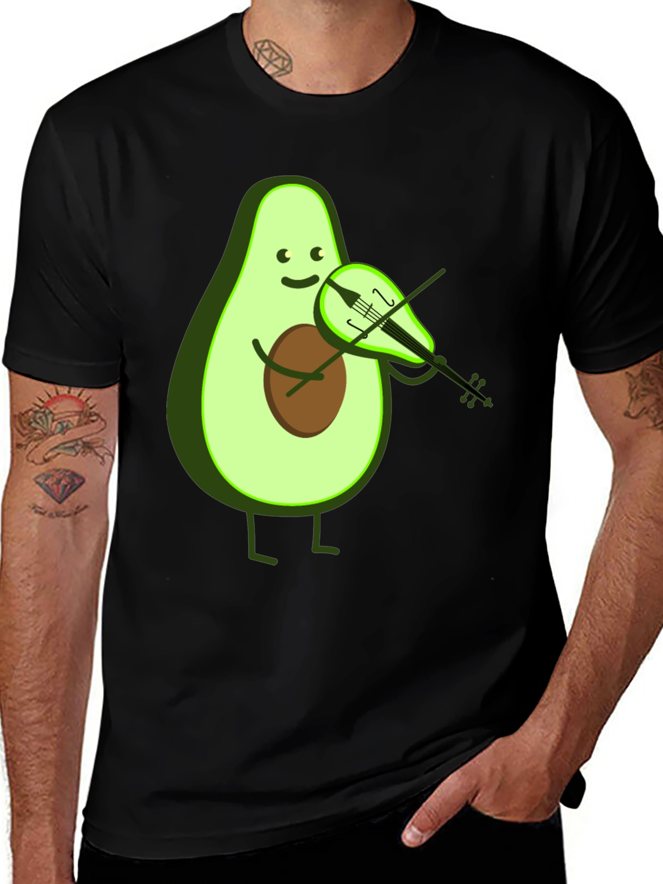 Funny Avocado Playing Violin T-Shirt