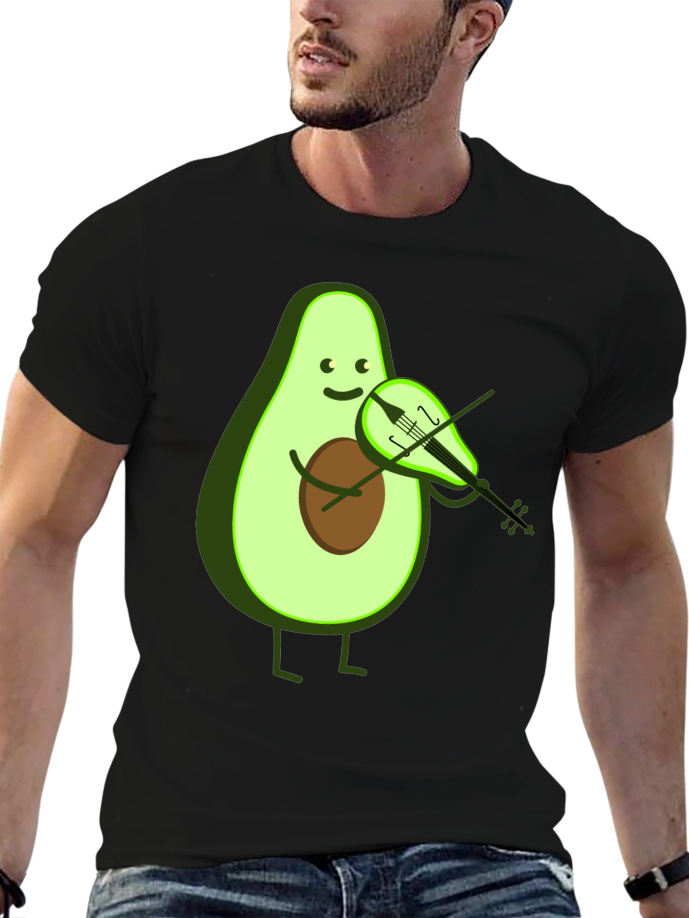 Funny Avocado Playing Violin T-Shirt