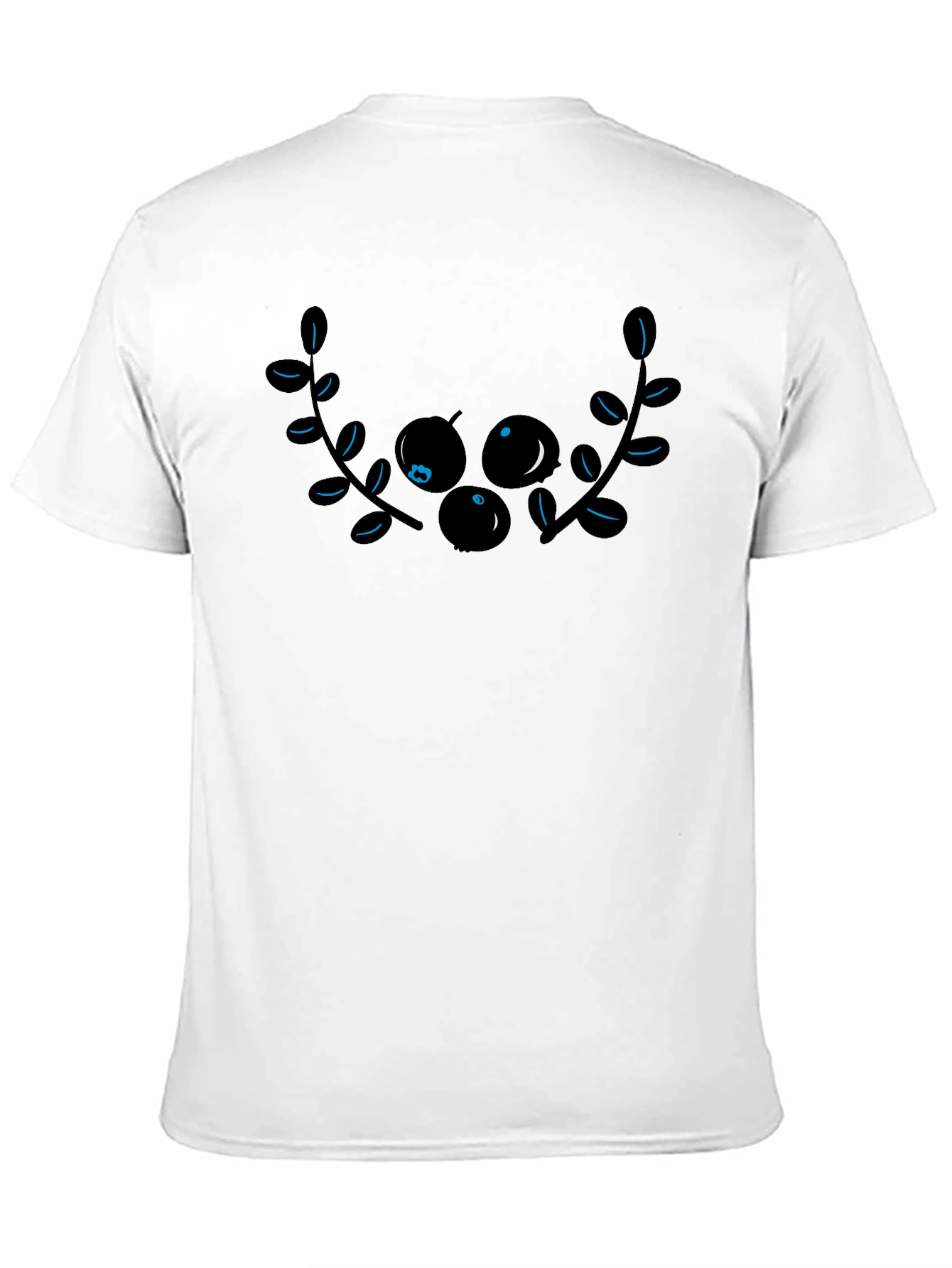 Black Graphic Tee with Berry Branch Design