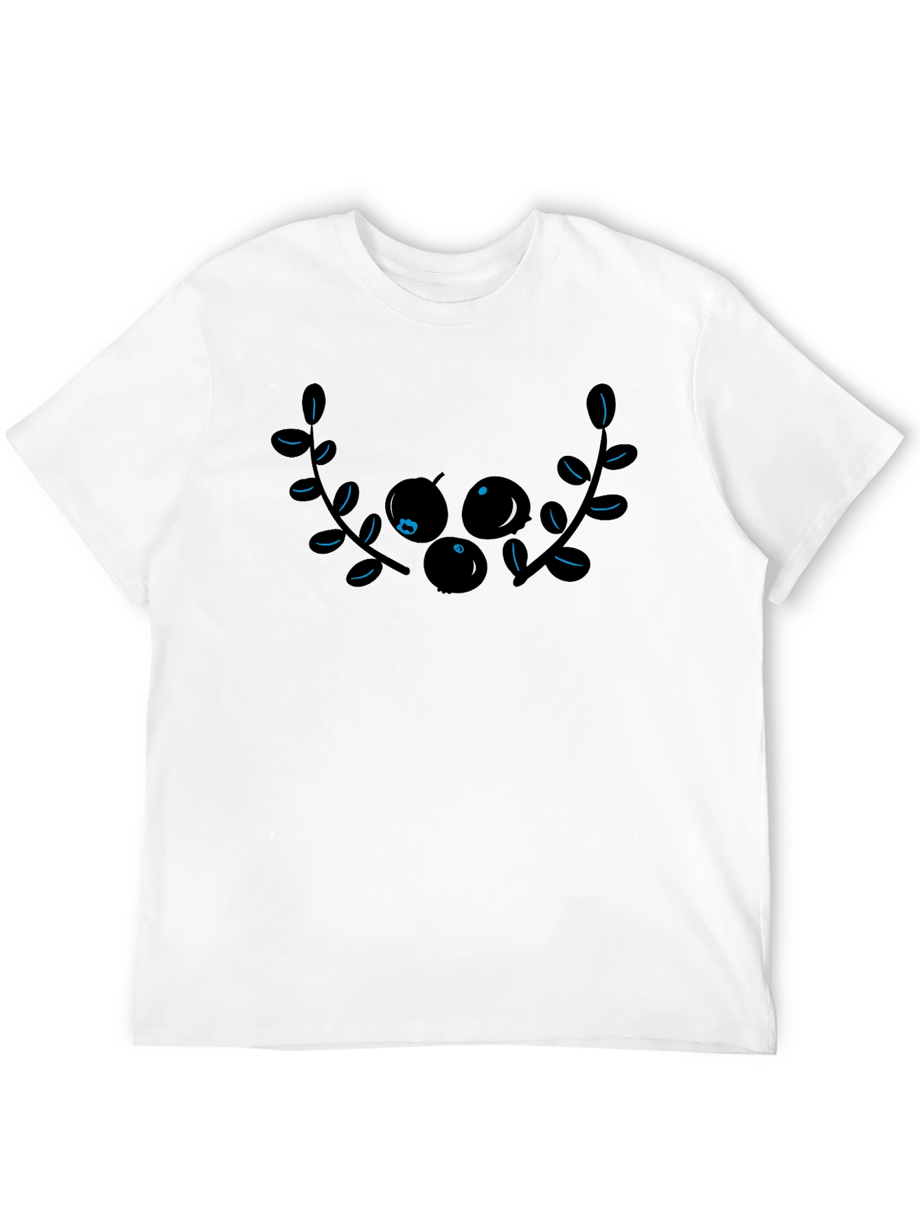 Black Graphic Tee with Berry Branch Design