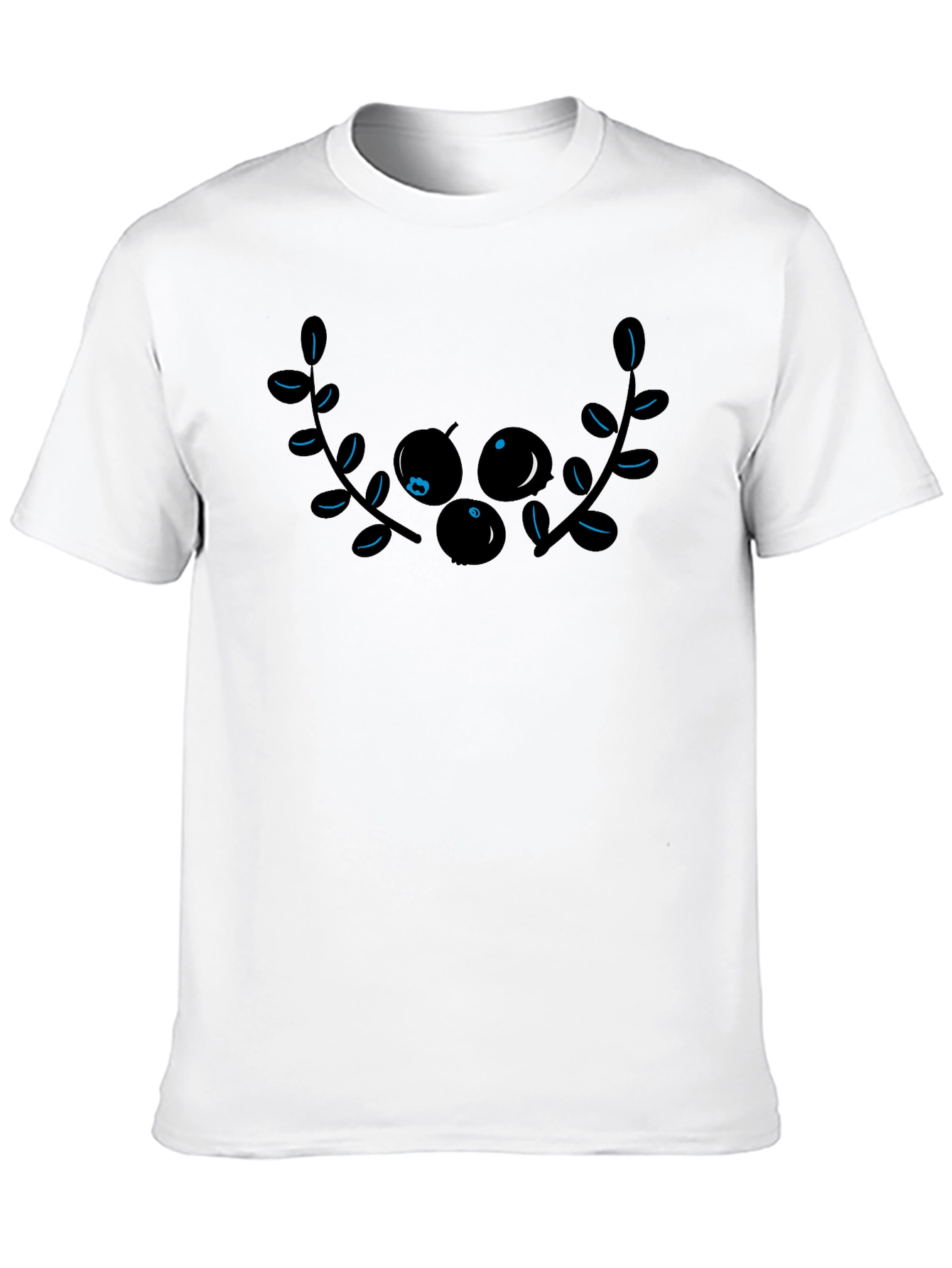 Black Graphic Tee with Berry Branch Design