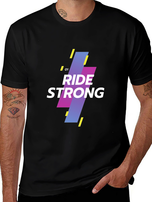 Ride Strong Graphic Tee - Black Cotton Casual Shirt