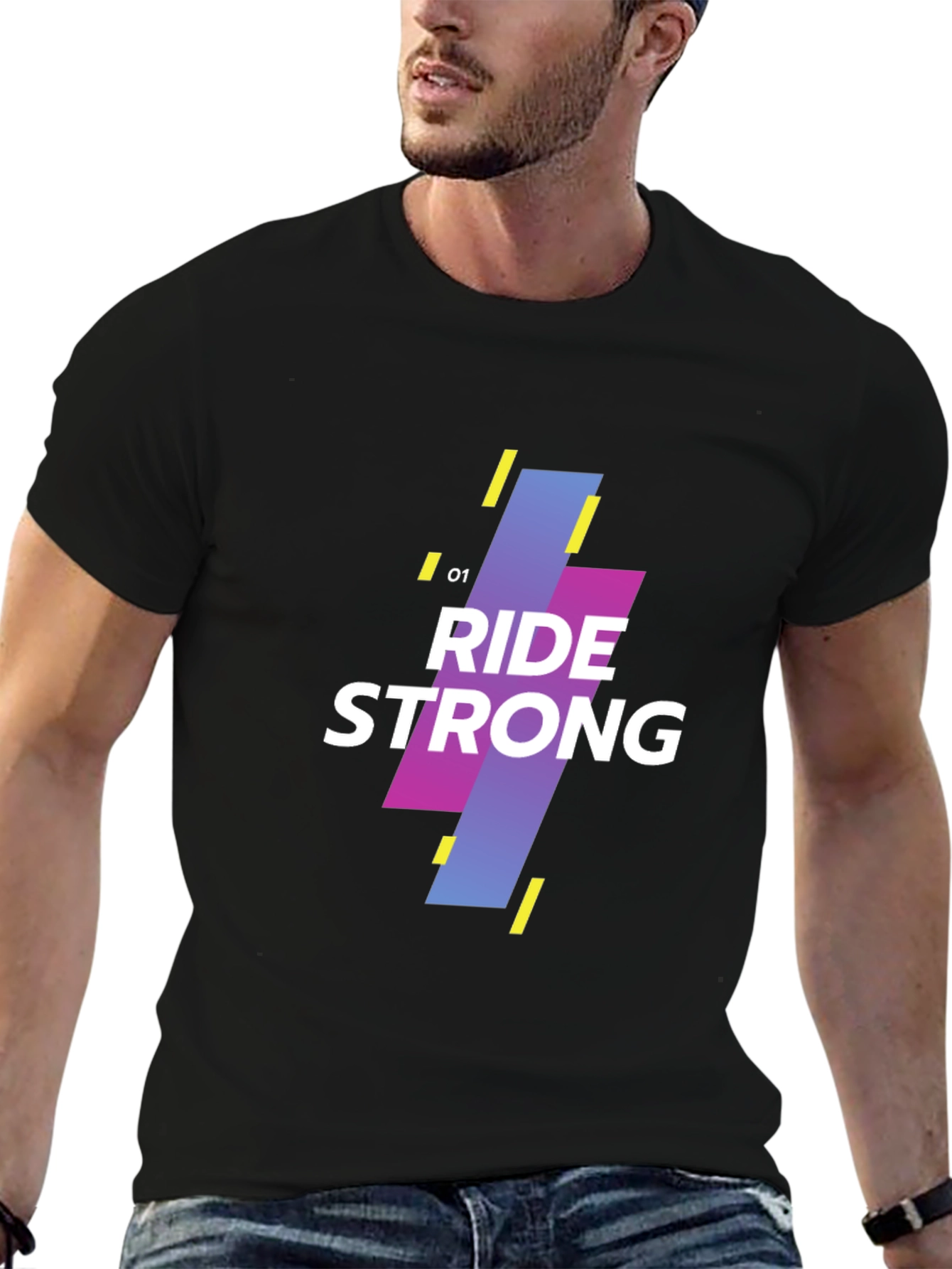 Ride Strong Graphic Tee - Black Cotton Casual Shirt
