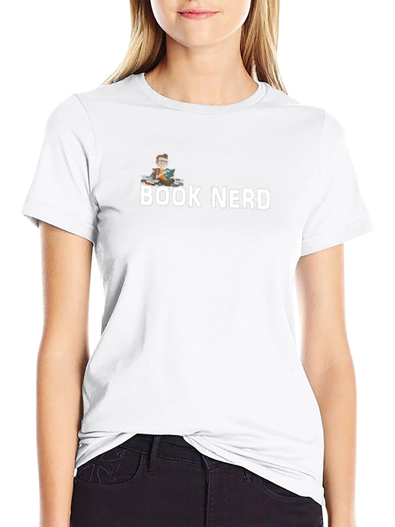 Book Nerd T-Shirt - Black Cotton Blend Graphic Tee