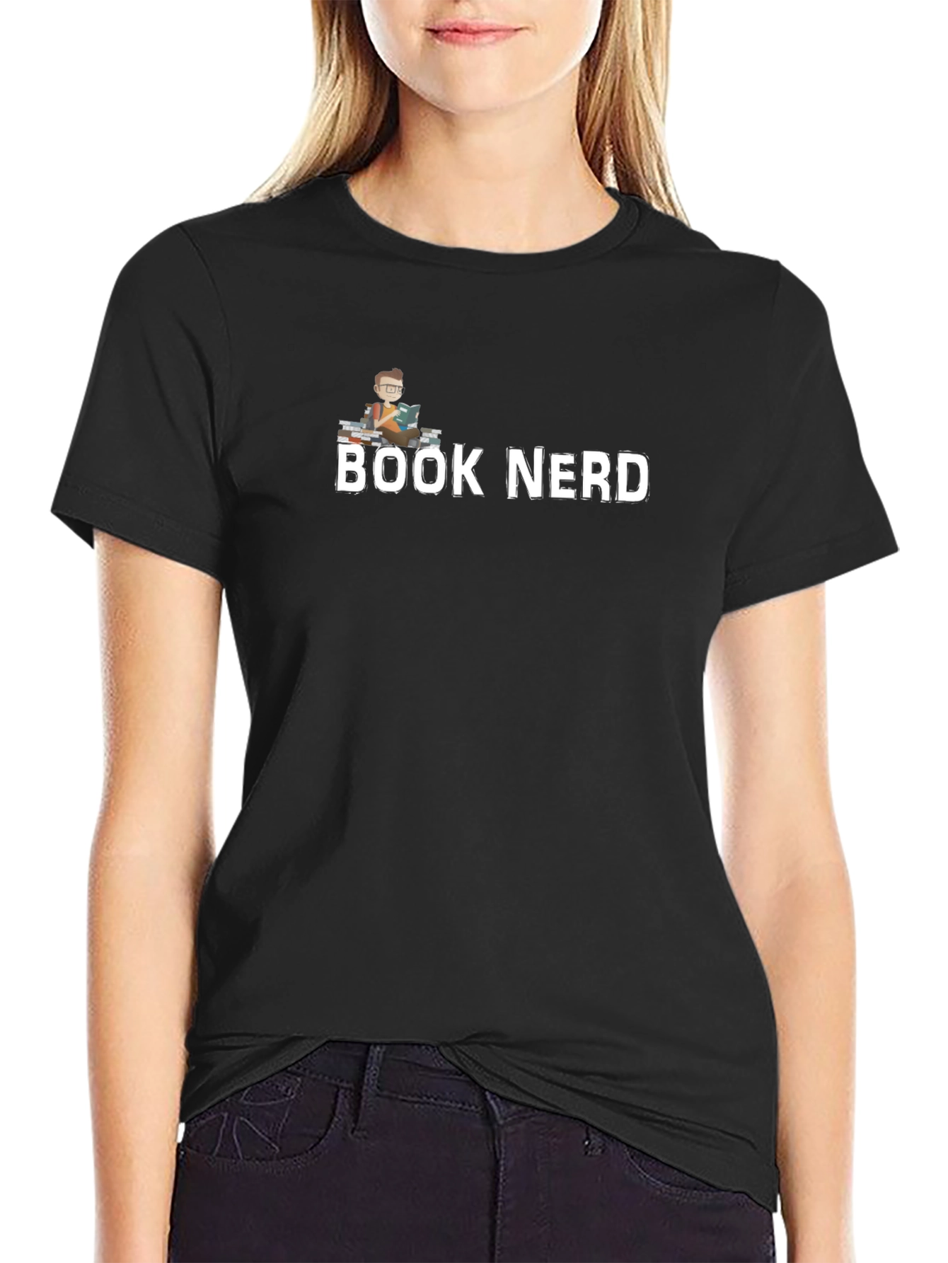Book Nerd T-Shirt - Black Cotton Blend Graphic Tee