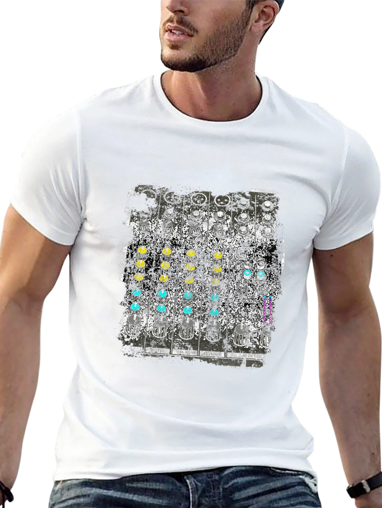 Analog Synth Graphic Tee - Retro Music Shirt