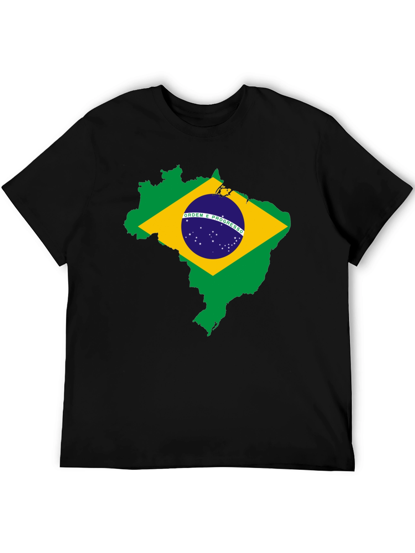 Brazil Flag Map T-Shirt - Black Cotton Tee