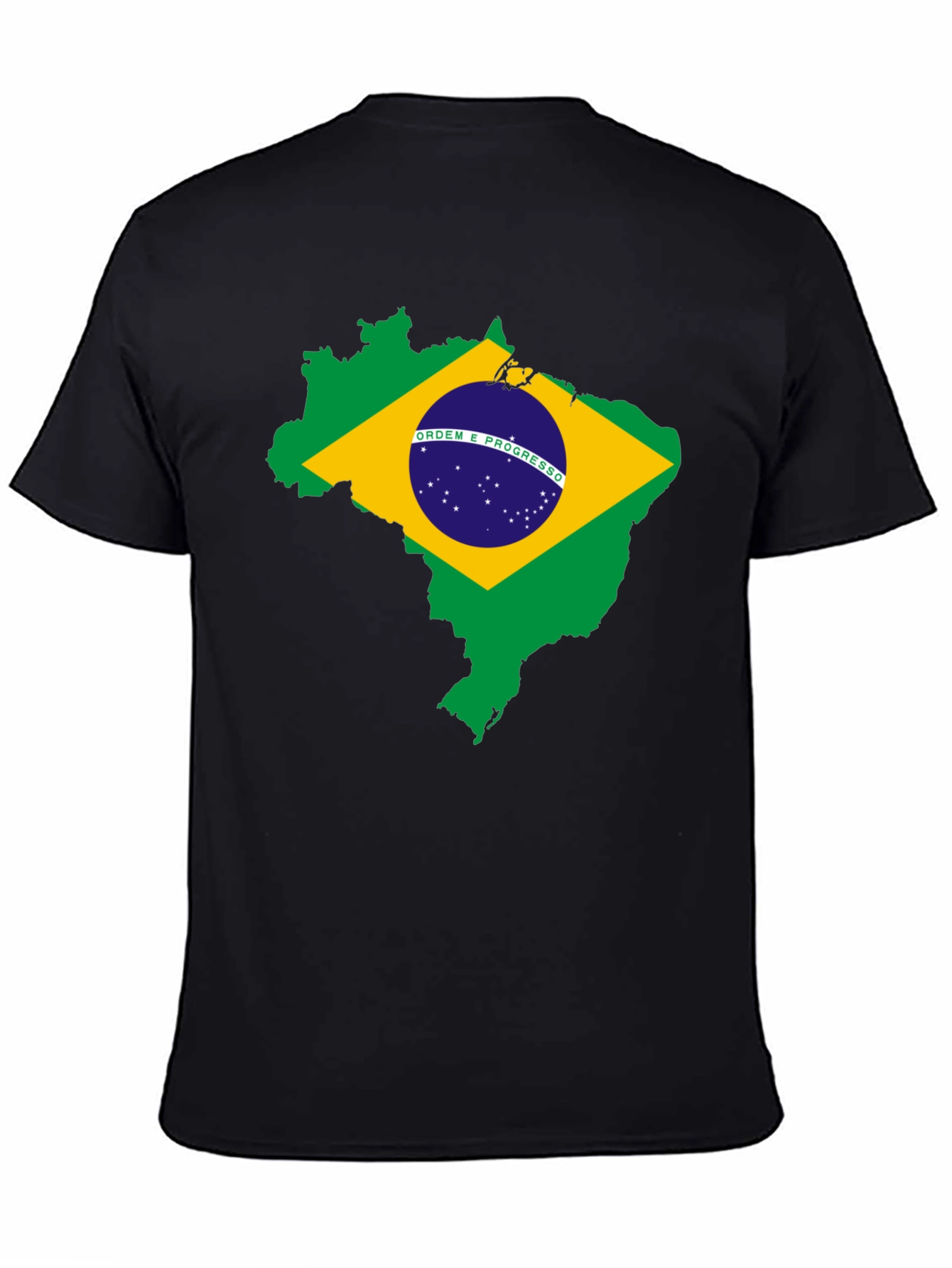 Brazil Flag Map T-Shirt - Black Cotton Tee