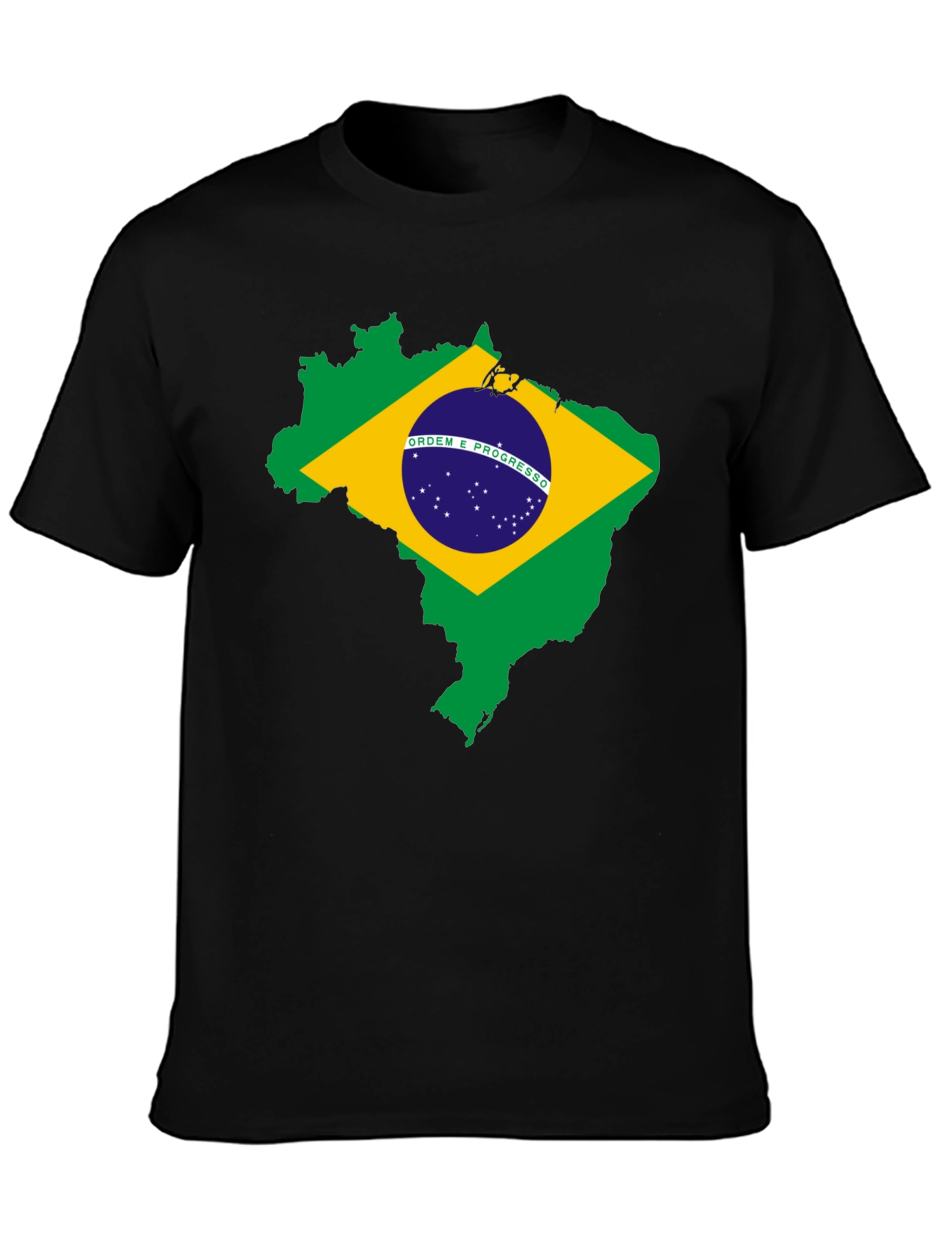 Brazil Flag Map T-Shirt - Black Cotton Tee