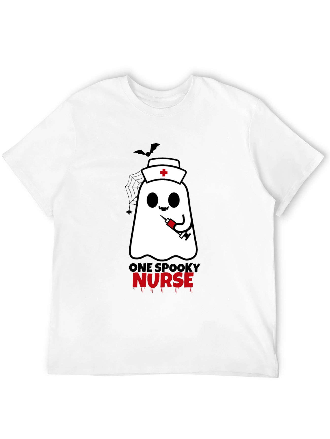 Spooky Nurse Halloween T-Shirt - Ghost with Syringe