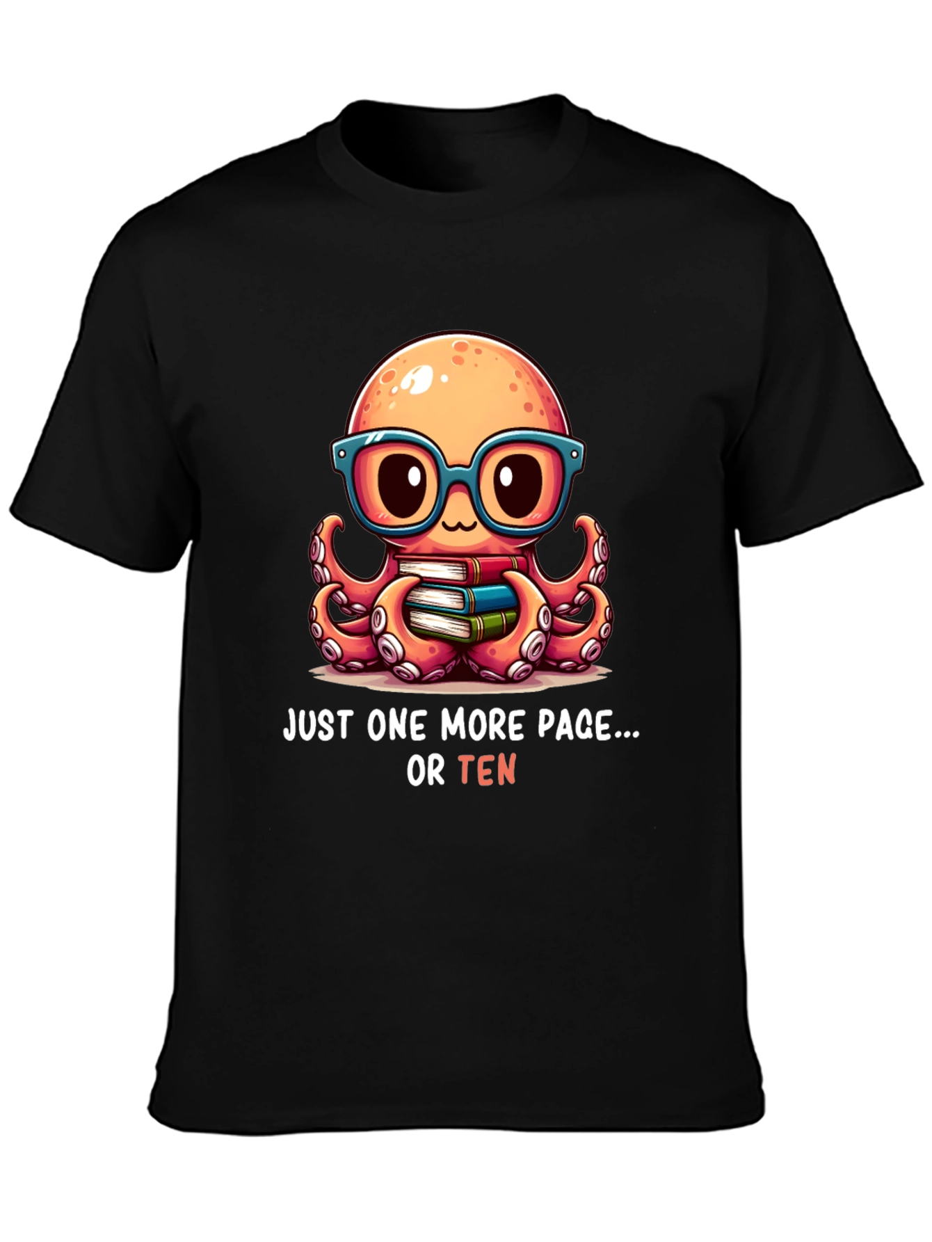 Cute Octopus Reading T-Shirt