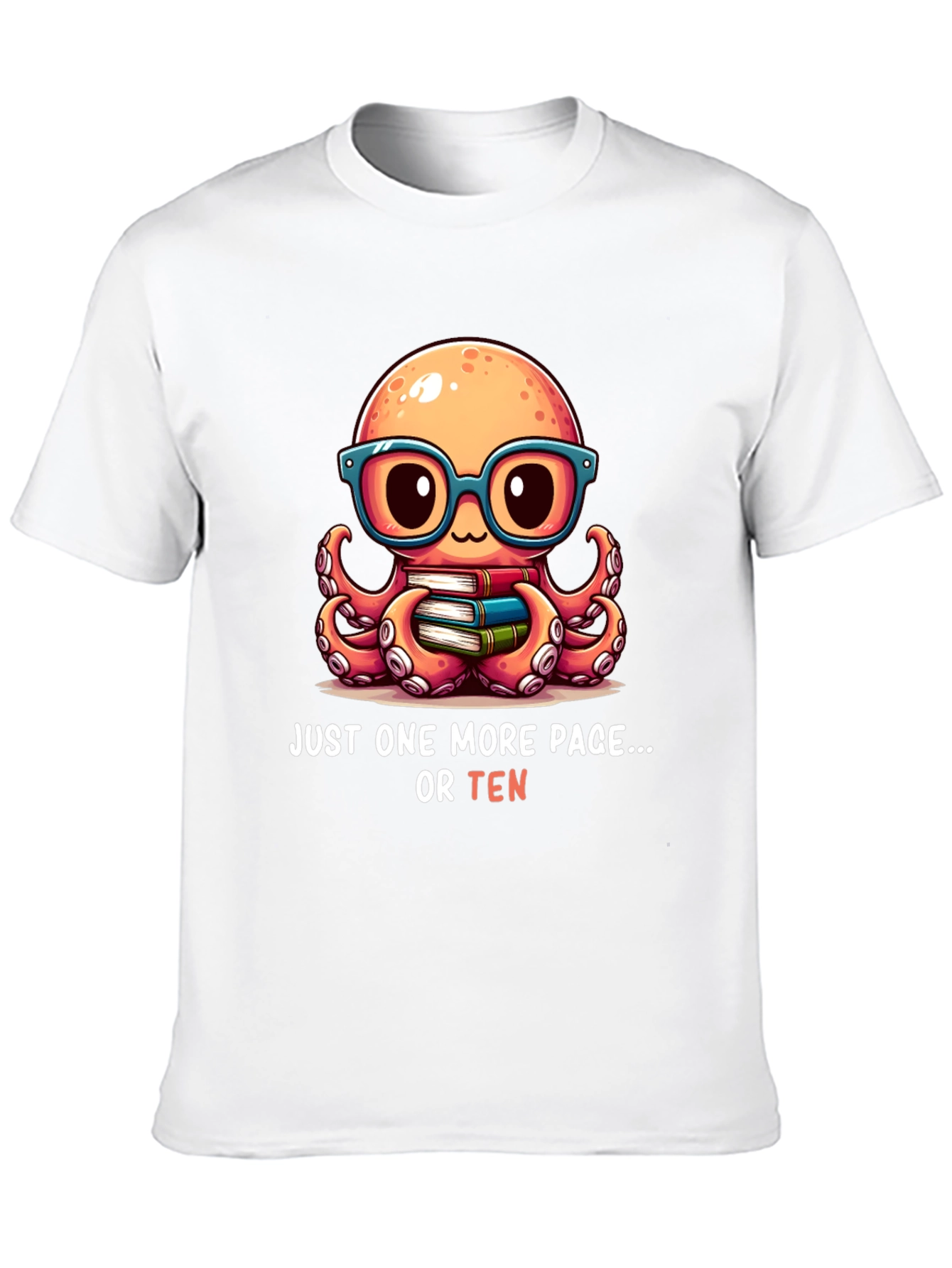 Cute Octopus Reading T-Shirt