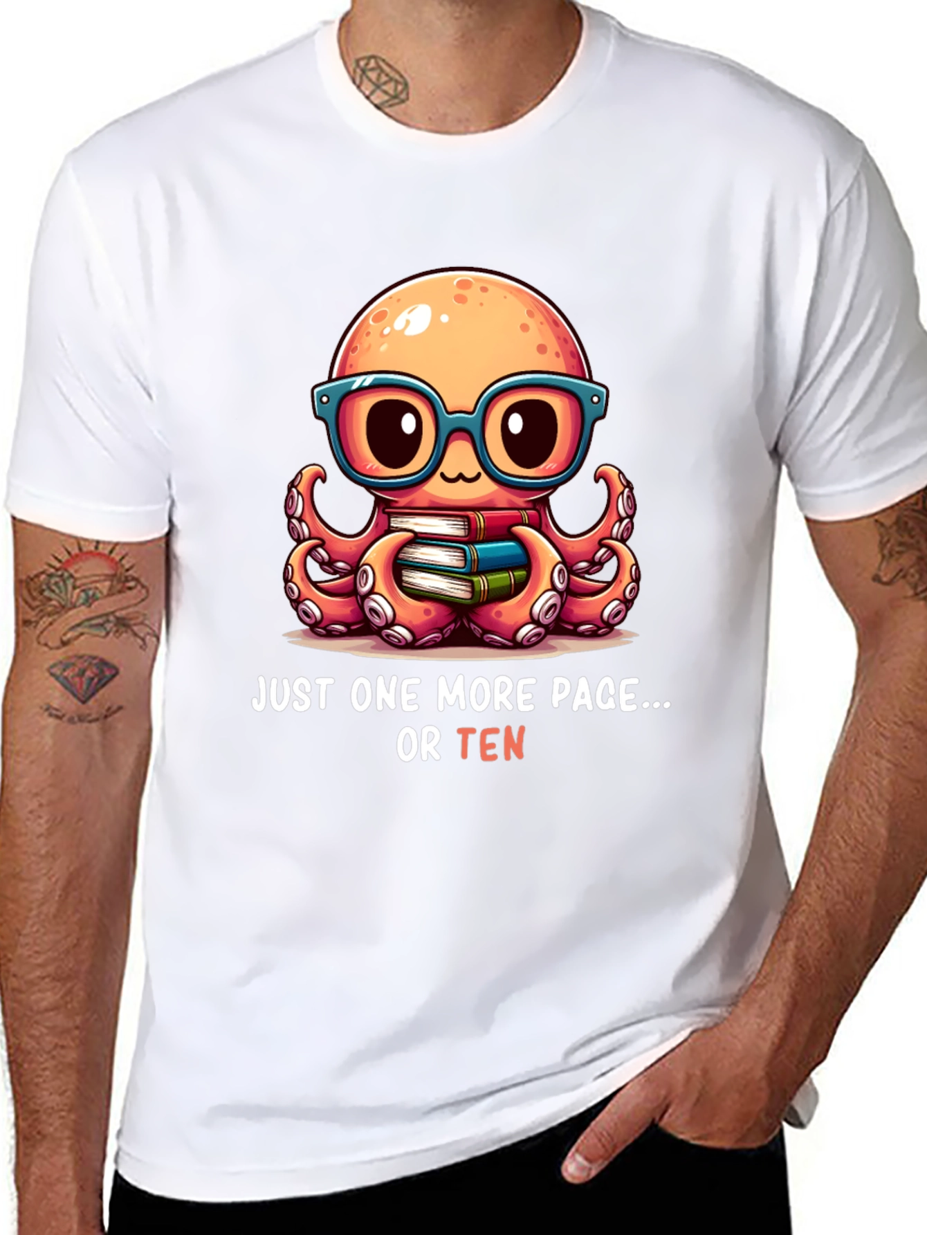 Cute Octopus Reading T-Shirt