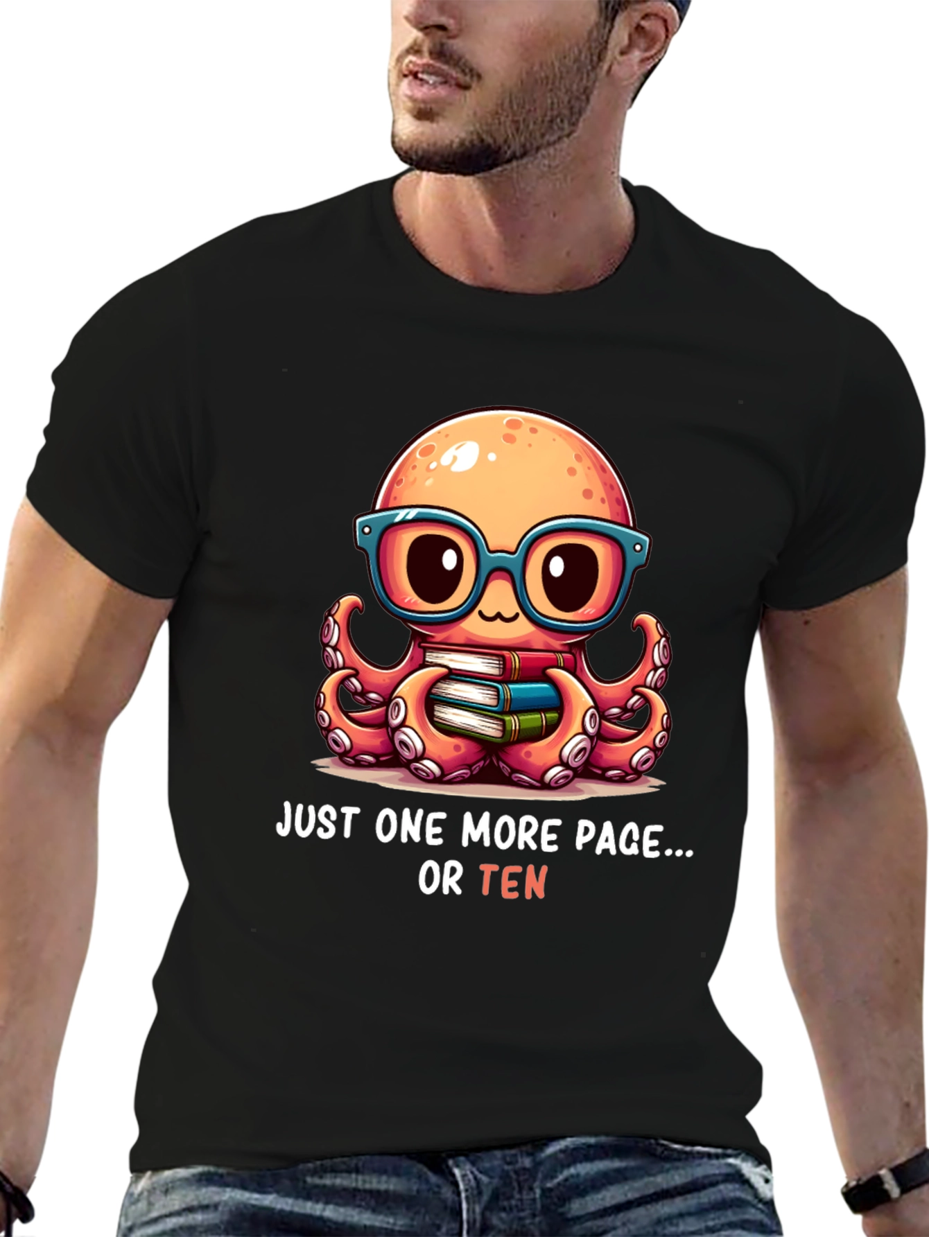 Cute Octopus Reading T-Shirt