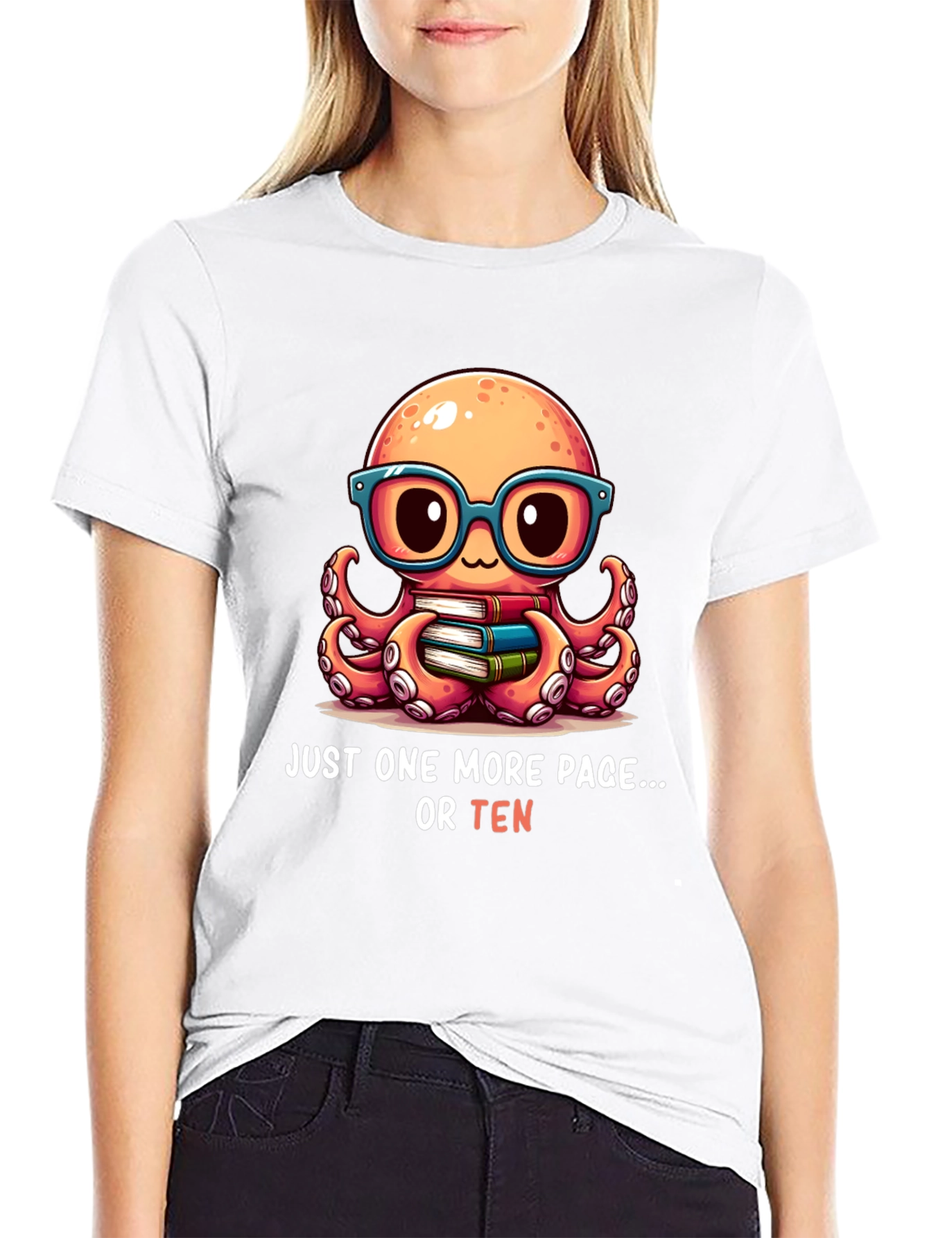 Cute Octopus Reading T-Shirt