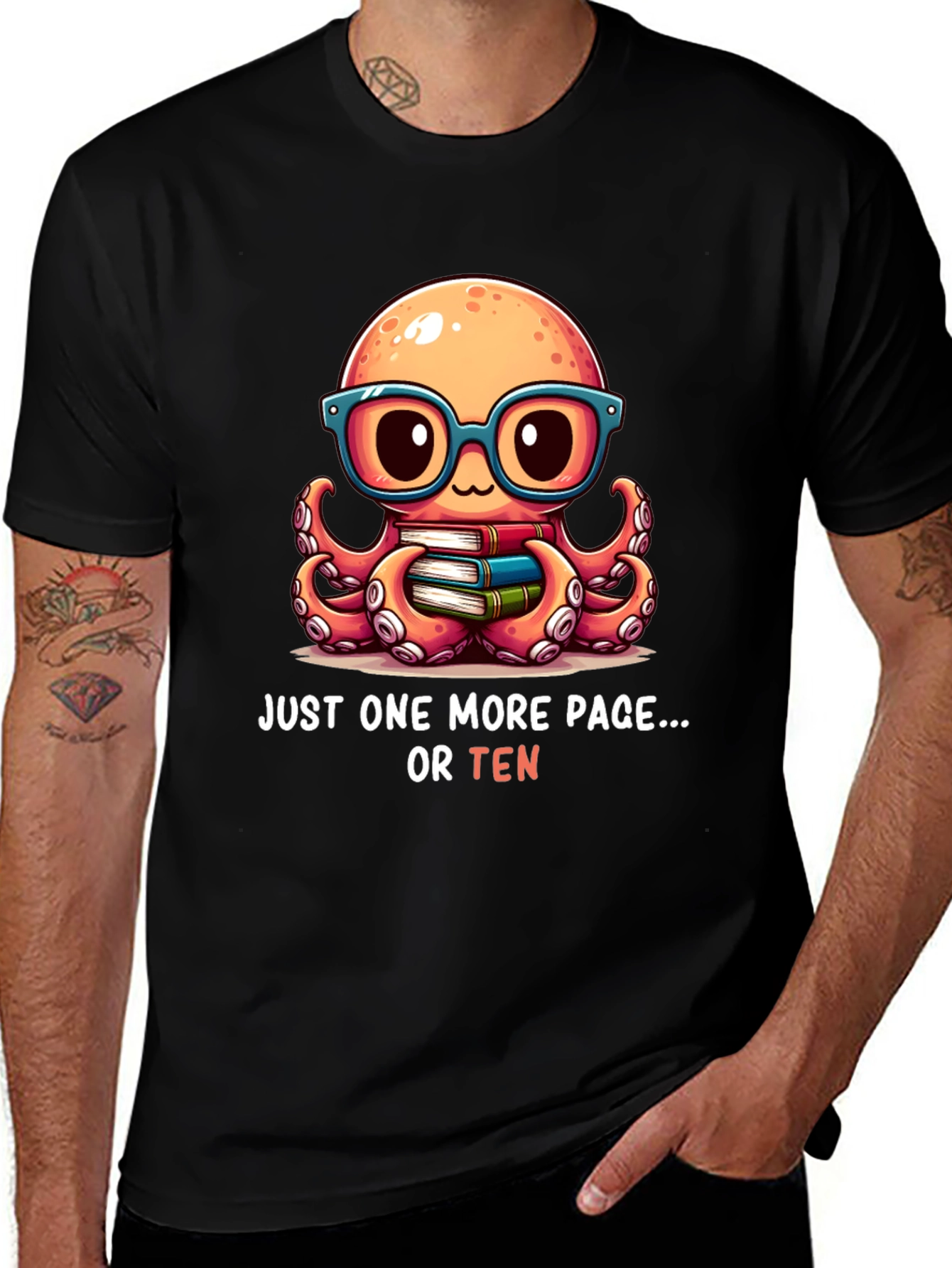 Cute Octopus Reading T-Shirt