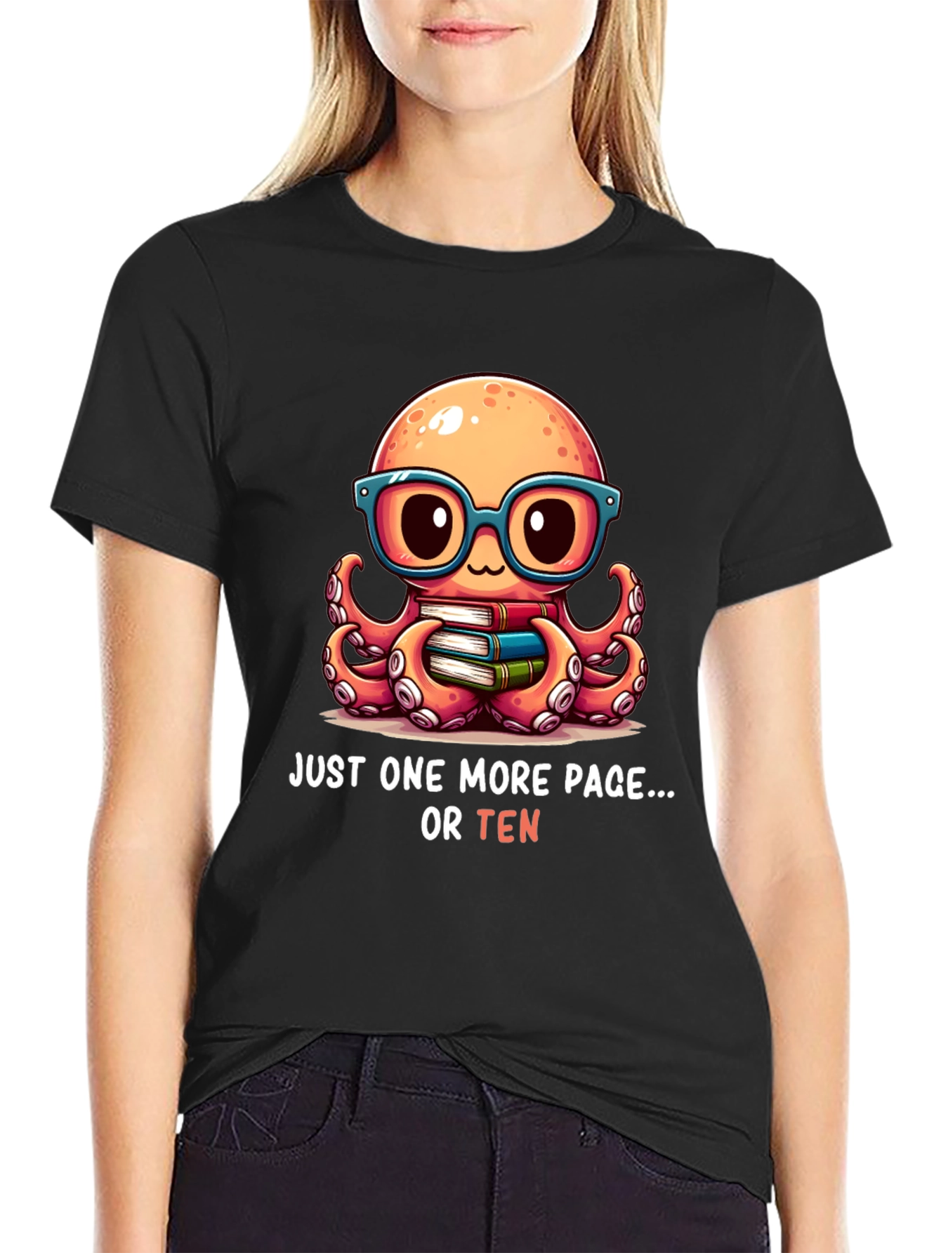 Cute Octopus Reading T-Shirt