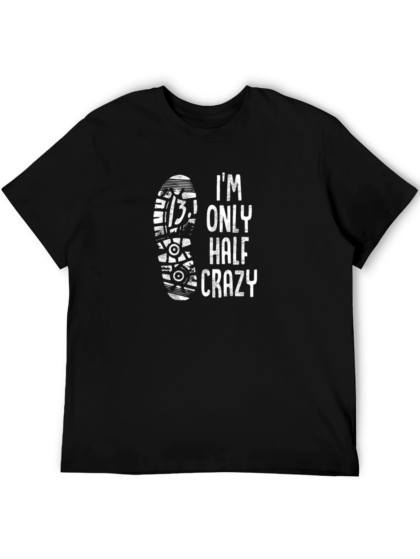Half Crazy Running Shoe Print Black T-Shirt