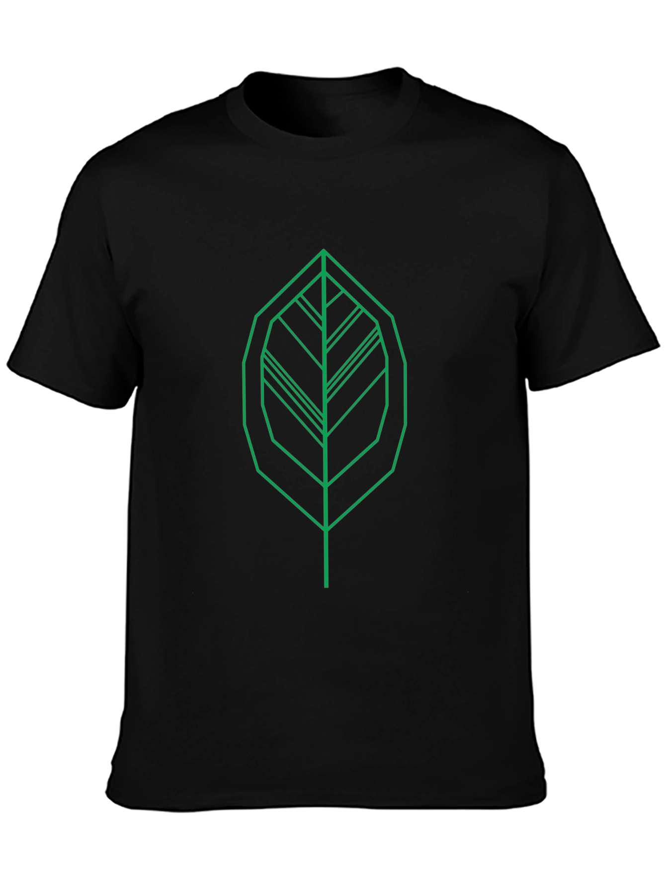 Geometric Leaf Graphic Tee - Modern Green Print