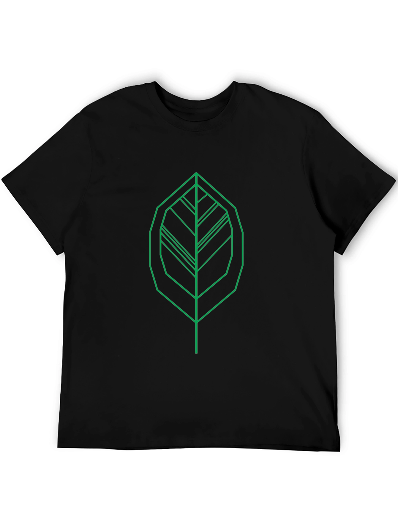Geometric Leaf Graphic Tee - Modern Green Print