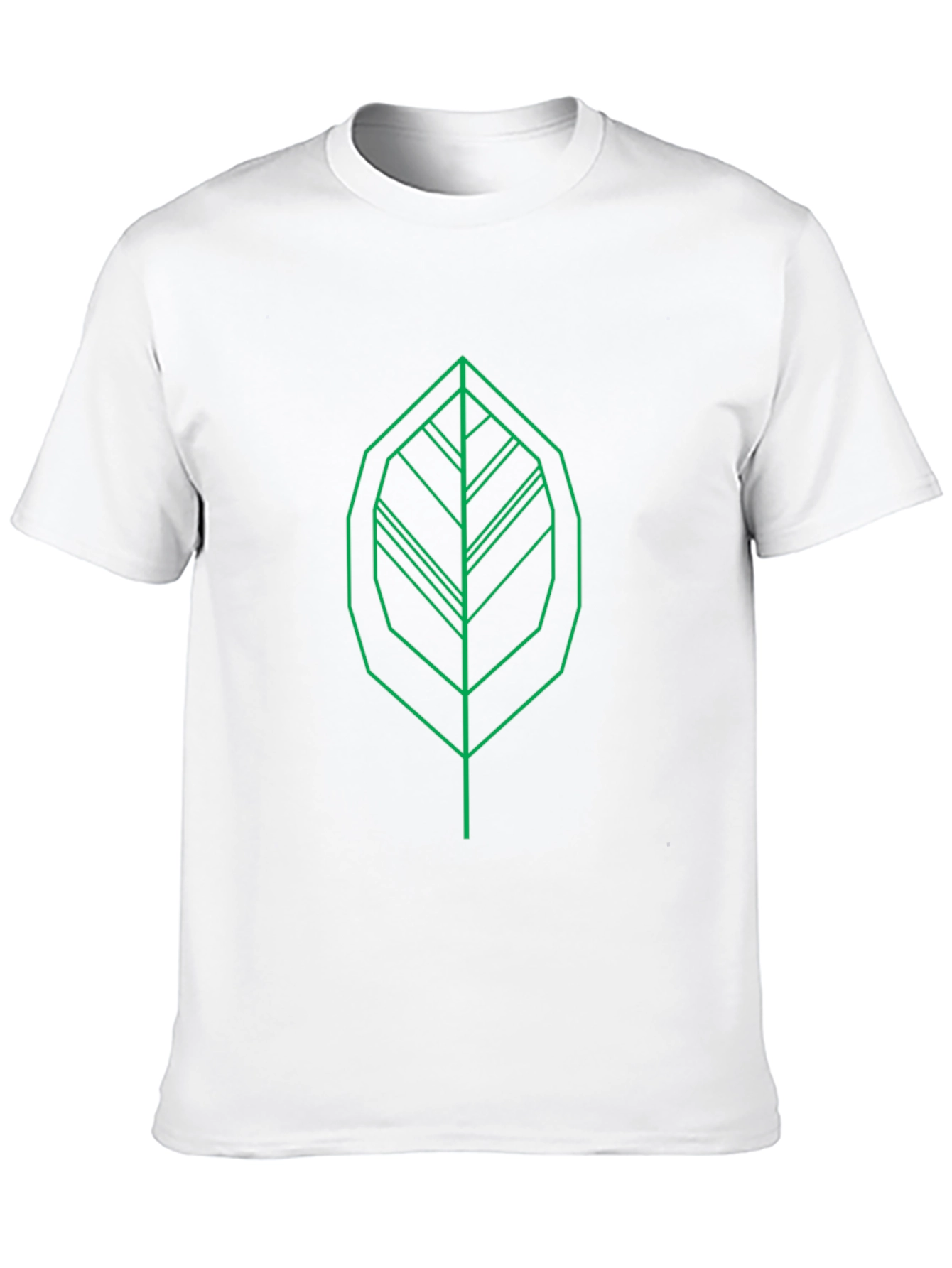 Geometric Leaf Graphic Tee - Modern Green Print