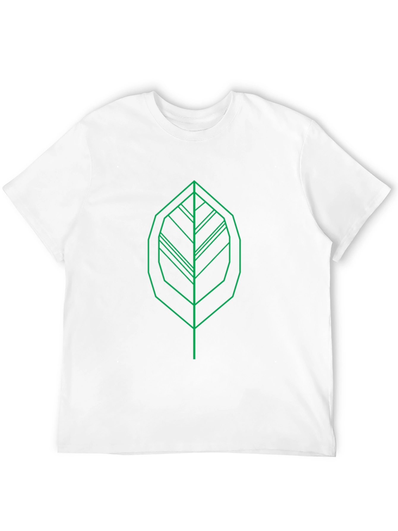 Geometric Leaf Graphic Tee - Modern Green Print