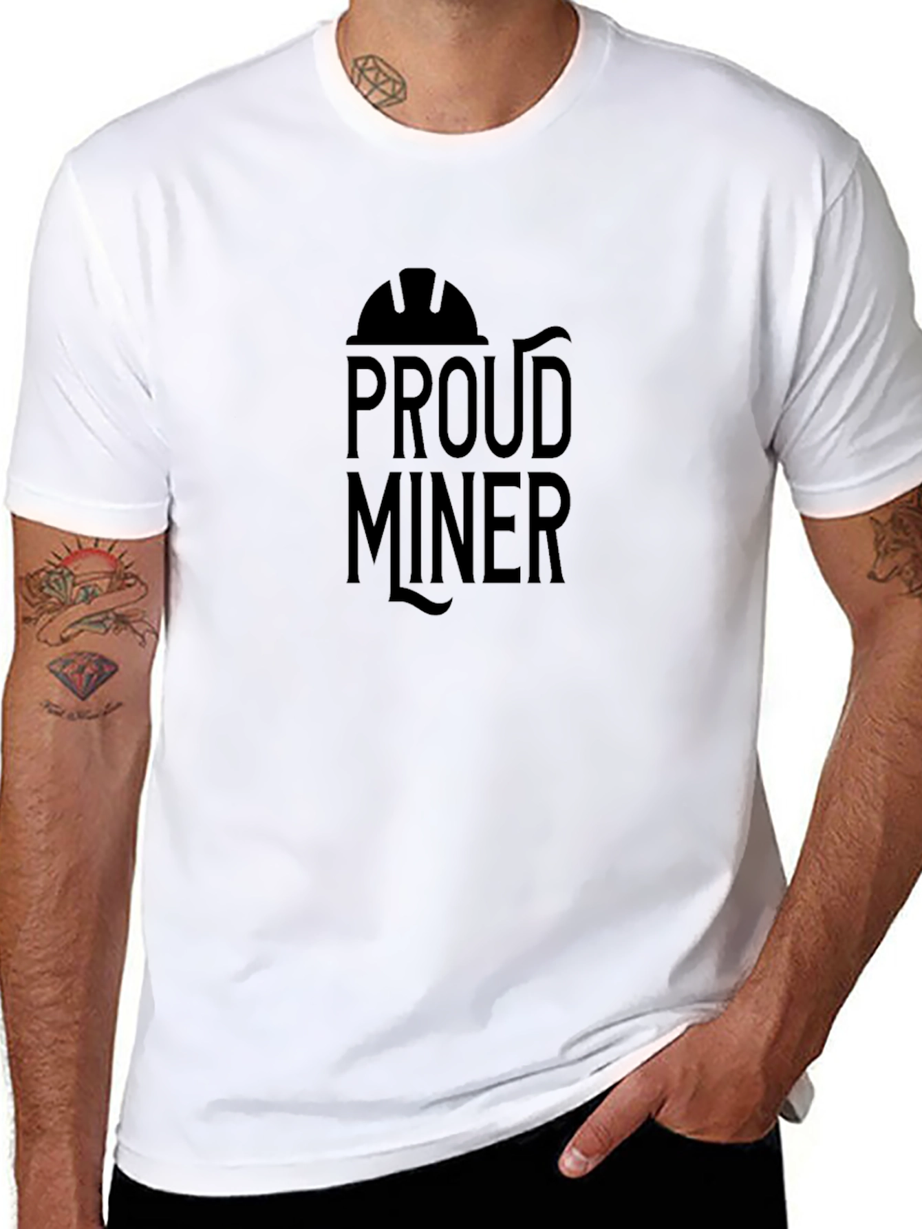 Proud Miner T-Shirt - Black Crew Neck